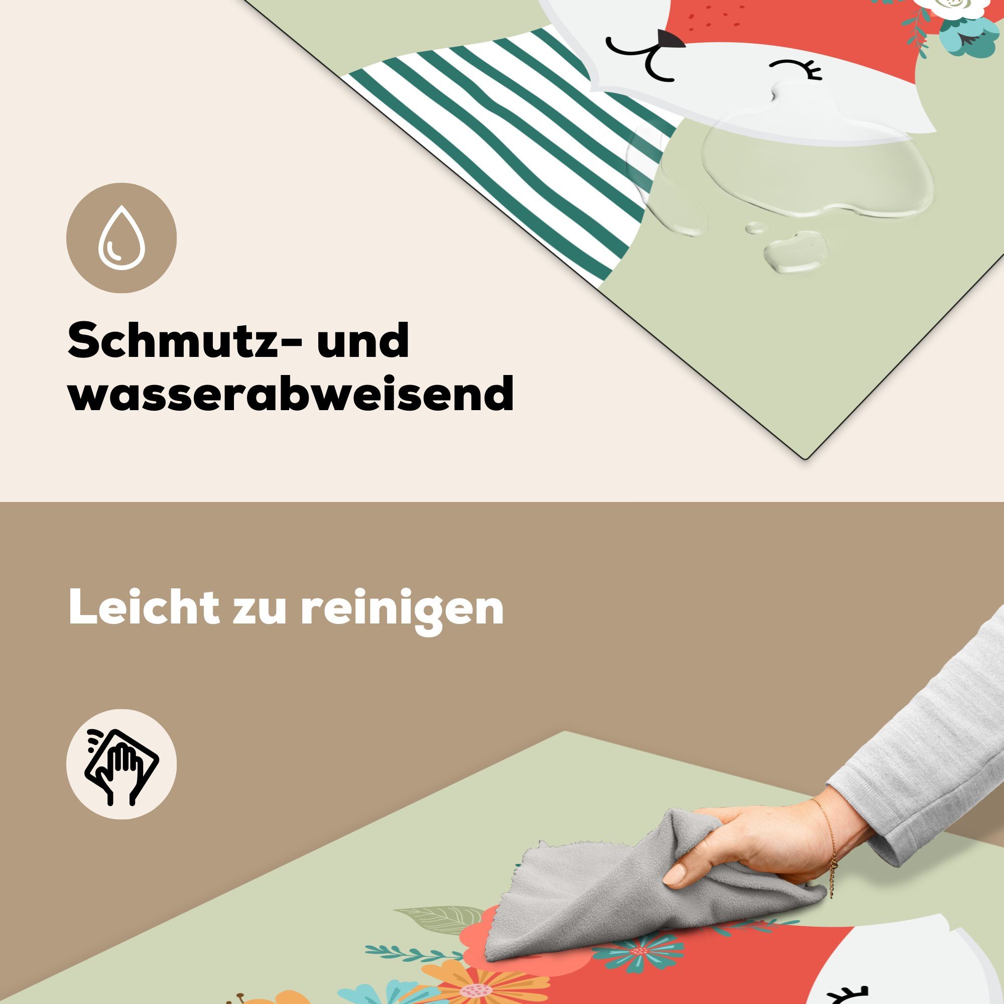 - cm, küche tlg), für Vinyl, 78x78 Ceranfeldabdeckung, Fuchs (1 Arbeitsplatte MuchoWow Sommer, Herdblende-/Abdeckplatte - Pastell