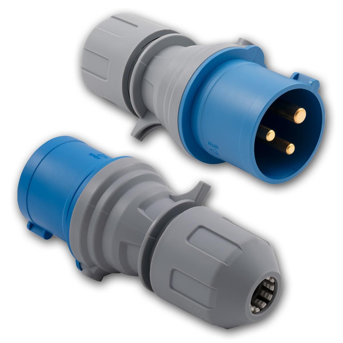 McPower CEE-Kupplung CEE Stecker & Kupplung im Set, 16A/250V, IP44 blau