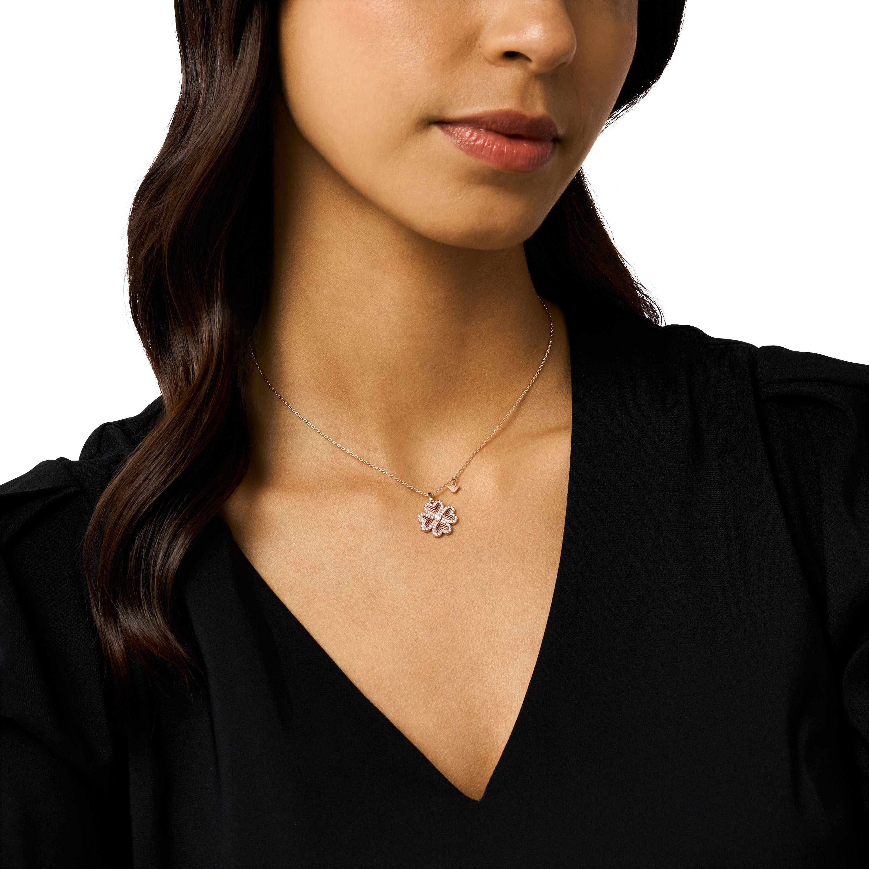 Emporio Armani Kette mit Anhänger Schmuck Geschenk Silber 925 Halskette Kleeblatt, mit Zirkonia (synth)
