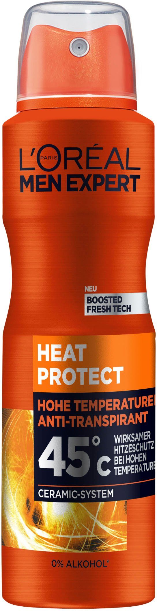 L'ORÉAL PARIS MEN EXPERT Deo-Spray Deo Spray Heat Protect 45°C, Packung, 6-tlg., mit hoher Zuverlässigkeit