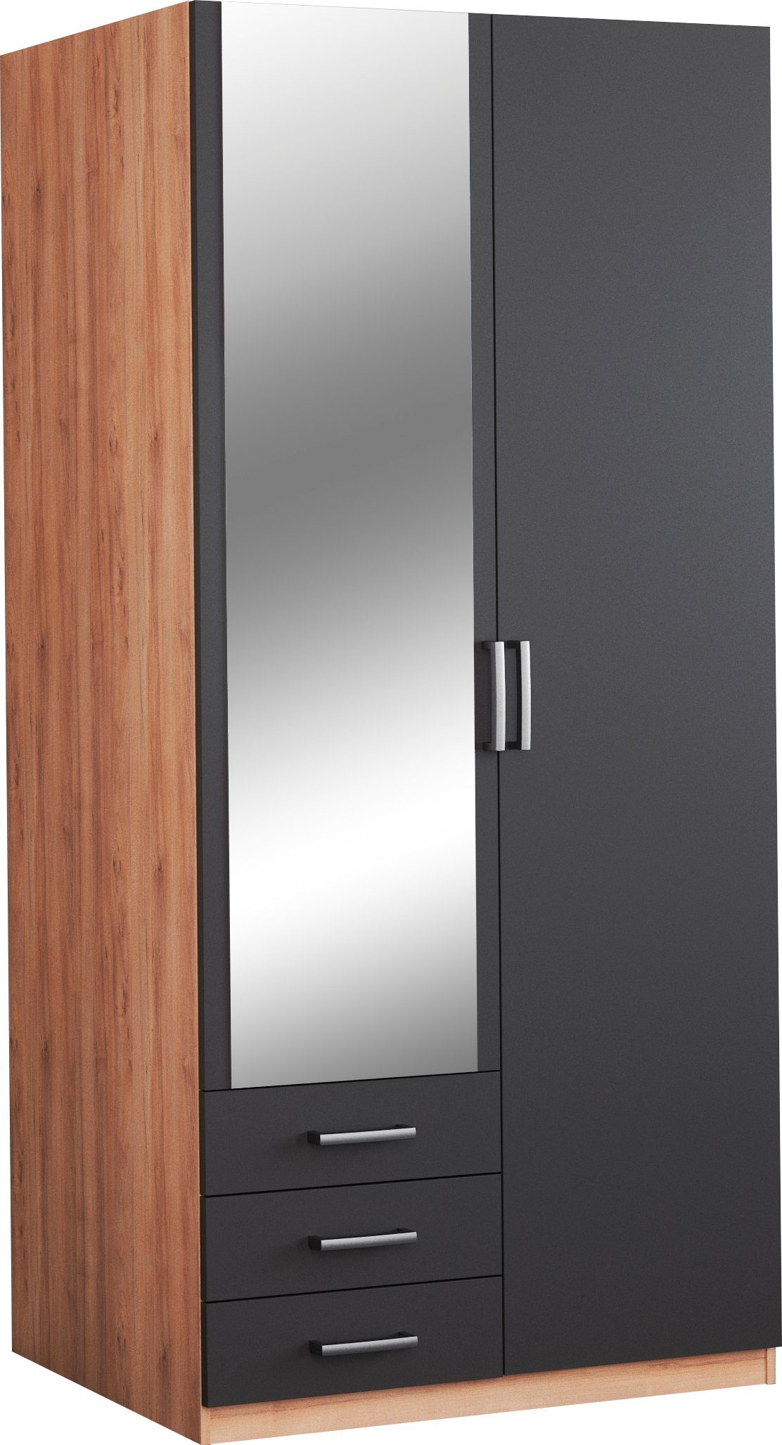 priess Kleiderschrank Amsterdam, viel Stauraum durch viele Schubkästen, Spiegeltüren Optional mit LED-Beleuchtung, Made in Germany