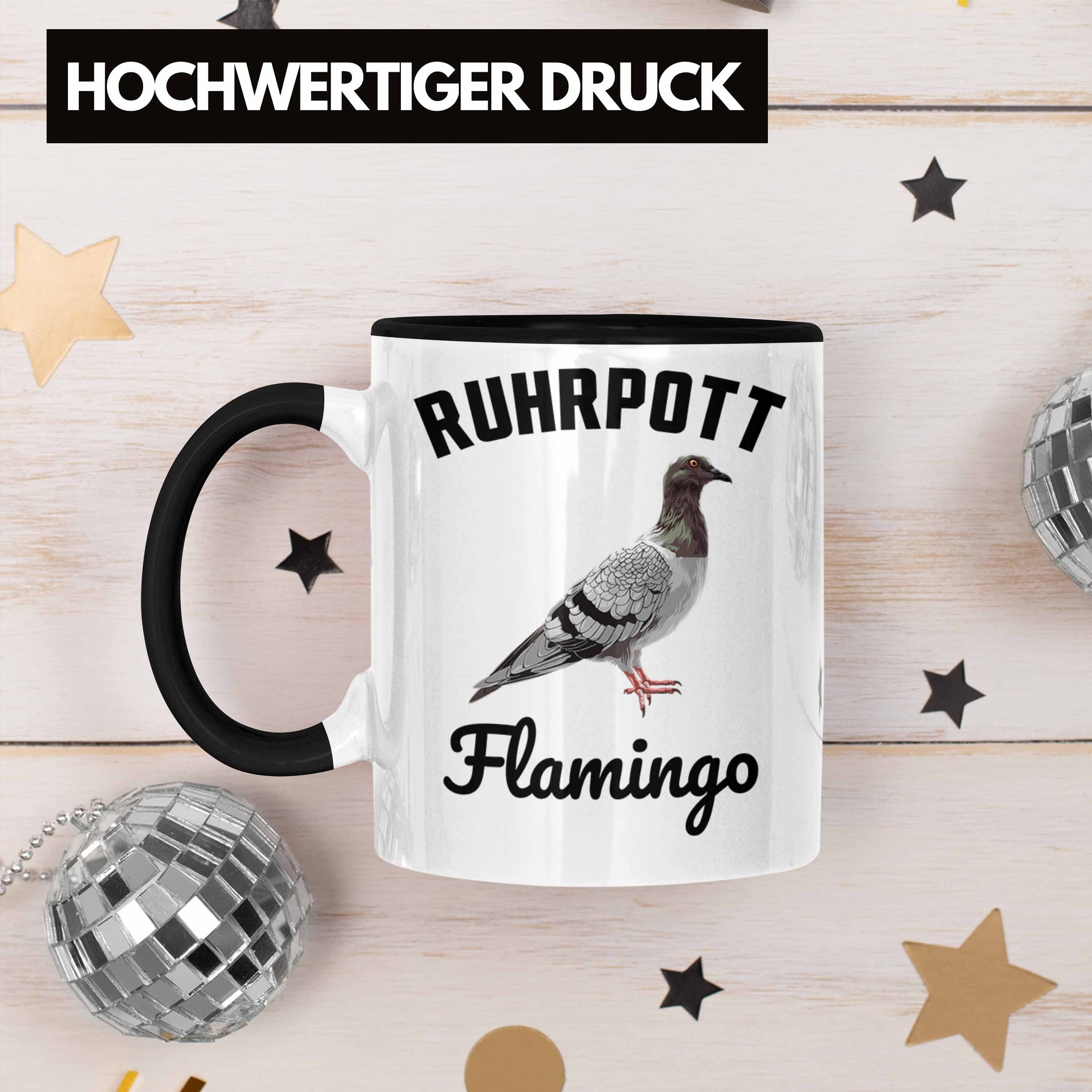 Trendation Trendation Zaubenzucht Taubenflüsterer Flamingo Geschenk - Spruch Tasse Becher Taubenzüchter Tasse Schwarz Tauben Ruhrpott Lustiger Zubehör