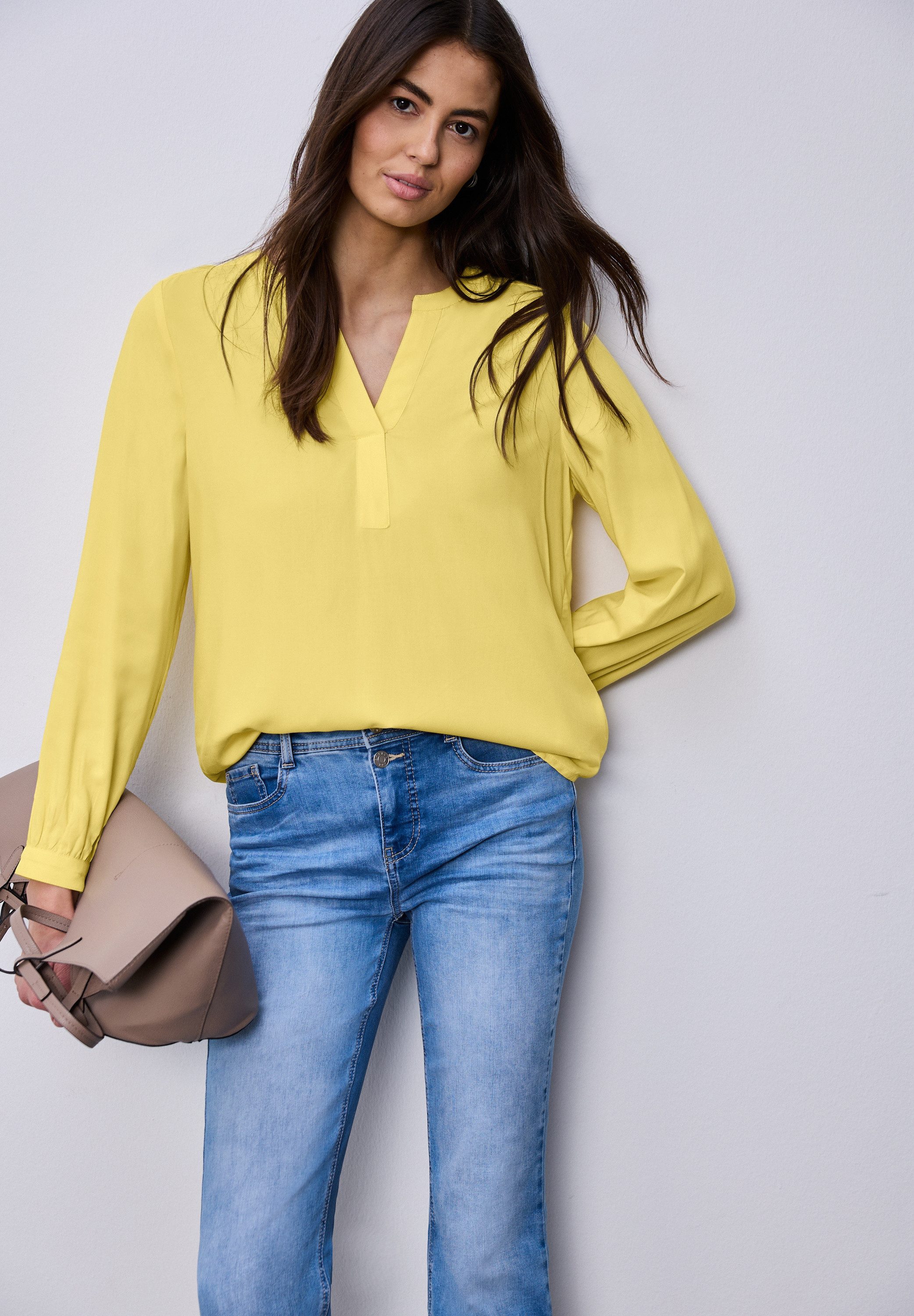 STREET ONE Langarmbluse Tunika mit Splitneck