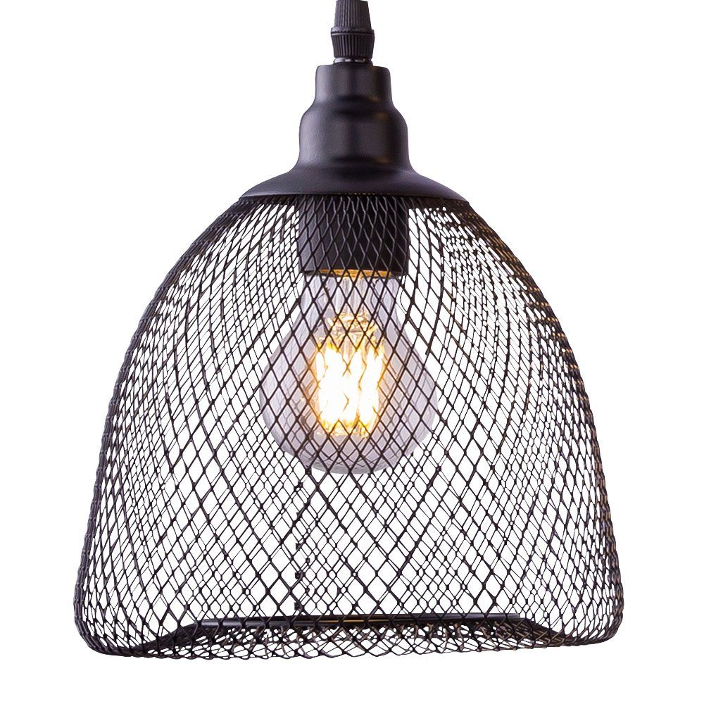 schwarz Wohn LED Hänge Warmweiß, Filament Käfig Lampe inklusive, etc-shop Zimmer Decken Leuchte Pendelleuchte, Vintage Leuchtmittel