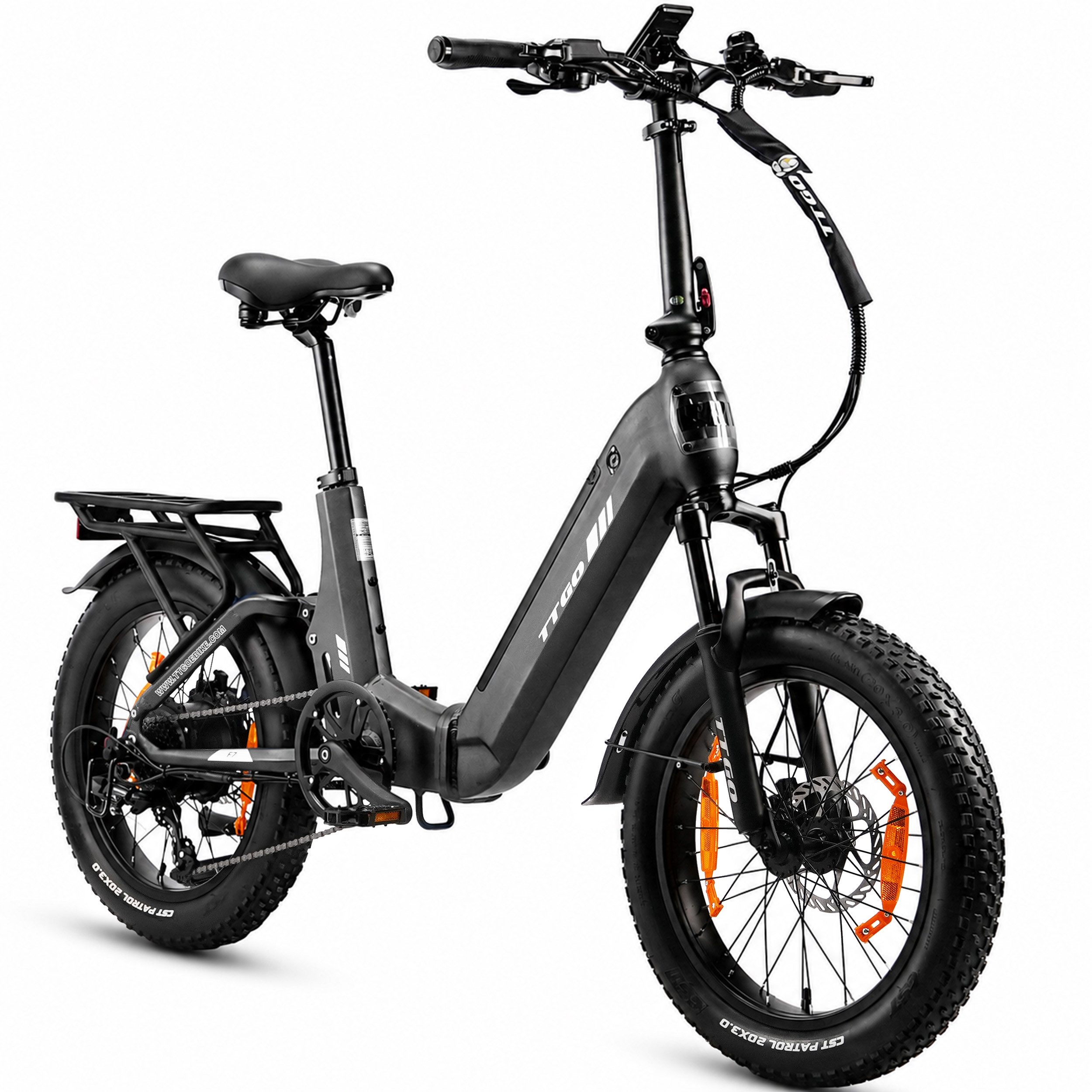 TTGO E-Bike Klapprad 20 Zoll, Fully, Vollfederung, 70Nm Hinterradmotor, 120km, max.150kg, 7 Gang SHIMANO, Kettenschaltung, Heckmotor, 720 Wh, (Softtail, hydr. Scheibenbremse, mit Bremslicht), F7, Drehmomentsensor, Lockout-Federgabel, Elektrofahrrad, Damen