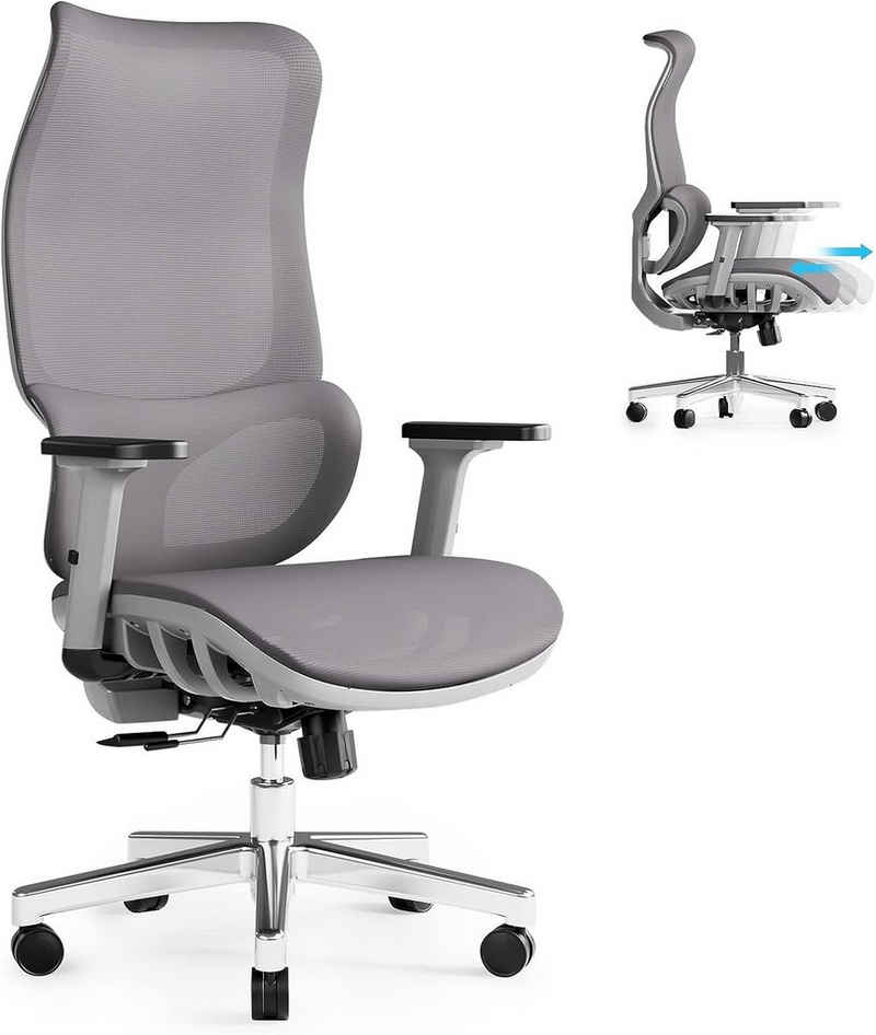 Joyfill Bürostuhl (Ergonomischer Bürostuhl, Schreibtischstuhl mit Verstellbarer Sitz), Computerstuhl PC-Stuhl mit 3D-Armlehne Kopfstütze Atmungsaktiver 200kg
