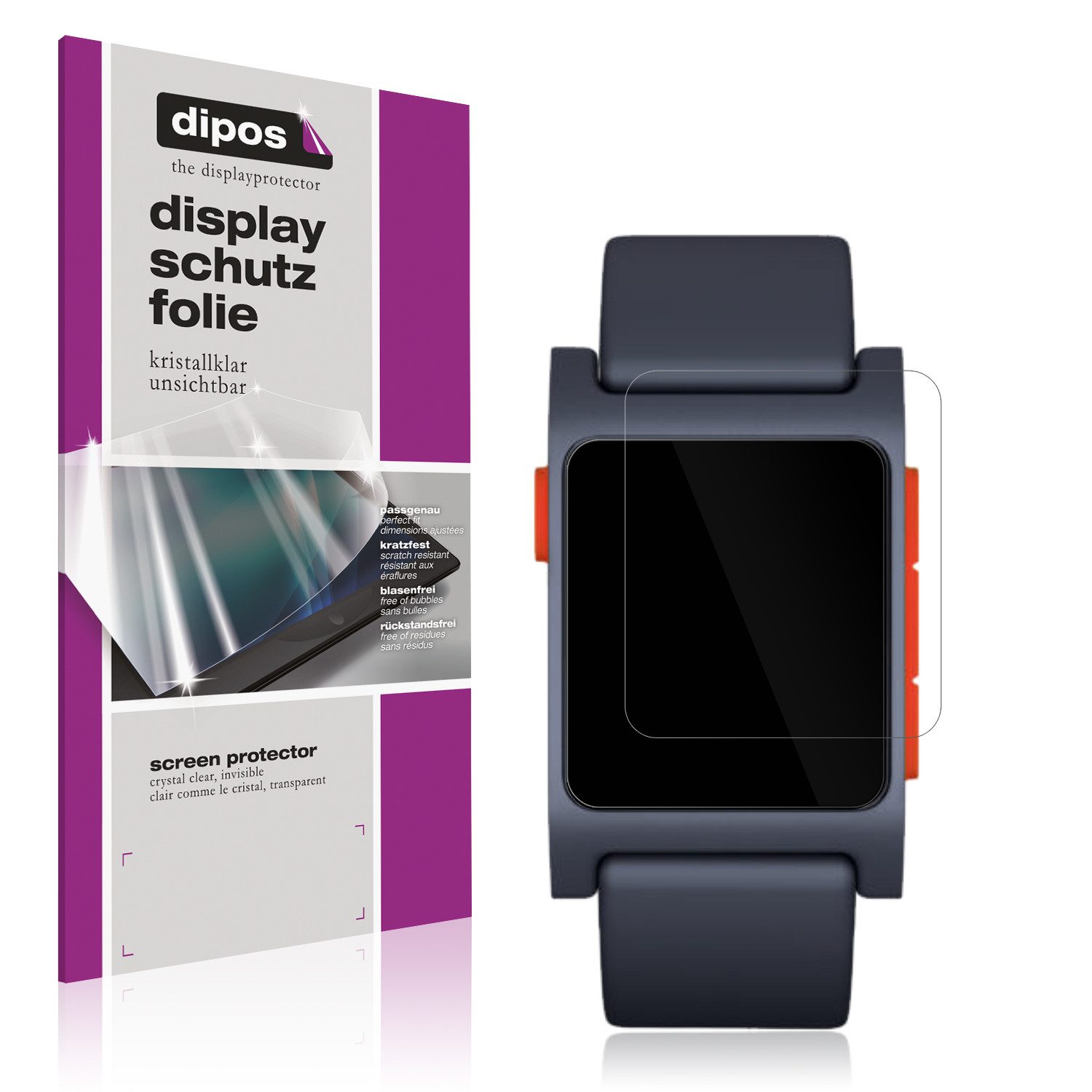 dipos Displayschutzfolie Schutzfolie für Pebble 2, 6 Stück, Displayschutz Schutz Folie Made in Germany