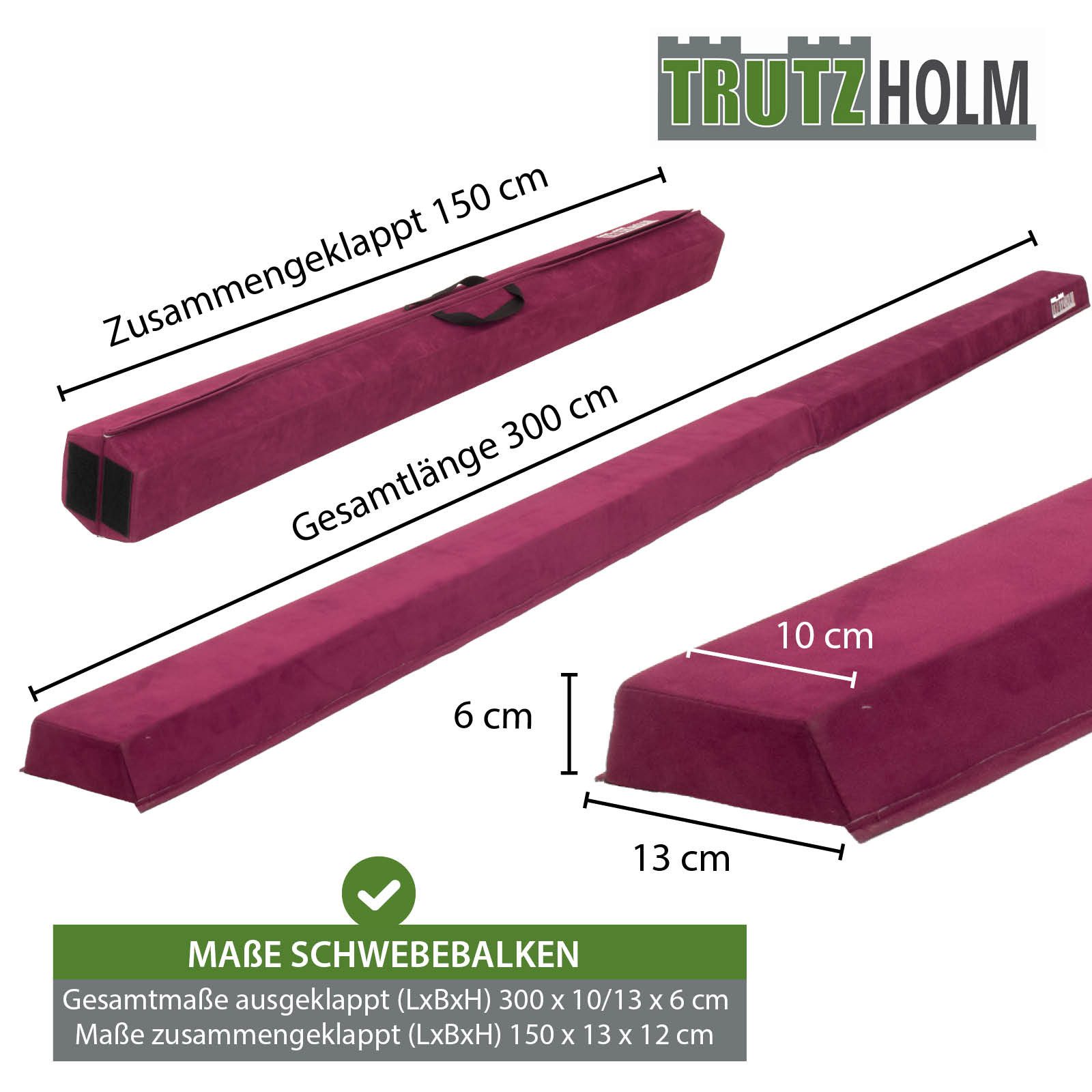TRUTZHOLM Balanceboard Schwebebalken 300 cm lila tragbarer Turnbalken inkl.Tragetasche, klappbar, tragbar, bodennah, kombinierbar