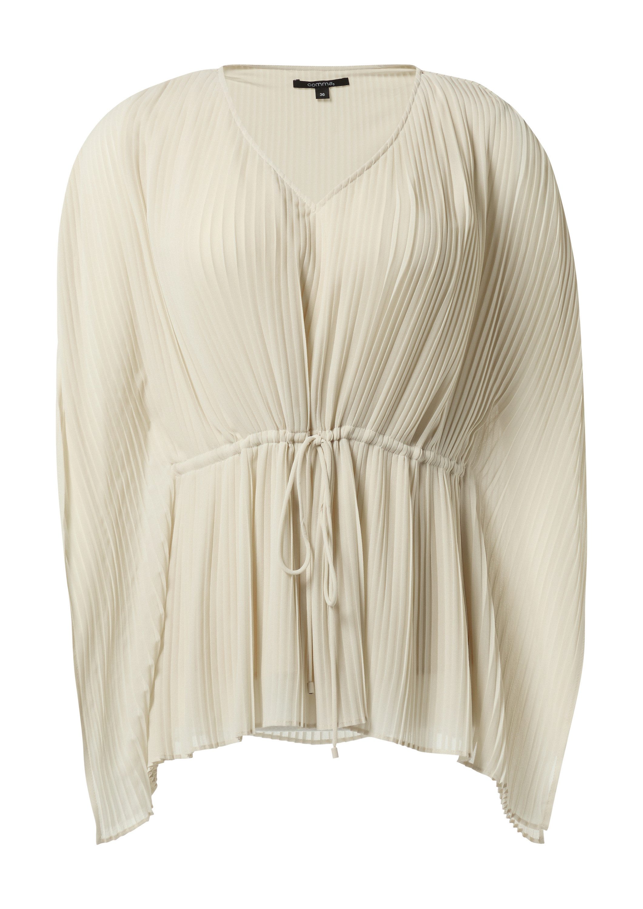 comma Blusentop Bluse Plissee-Tunika mit V-Ausschnitt