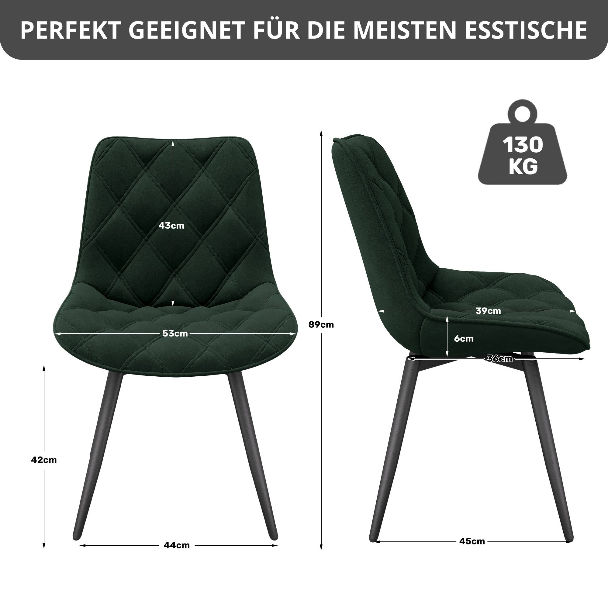 HawthyHome Esszimmerstuhl 2er-Set 360° Drehbar – Moderner Polsterstuhl für Wohnzimmer, Küche (4 St), 360° Drehbar – Bild 2 von 5