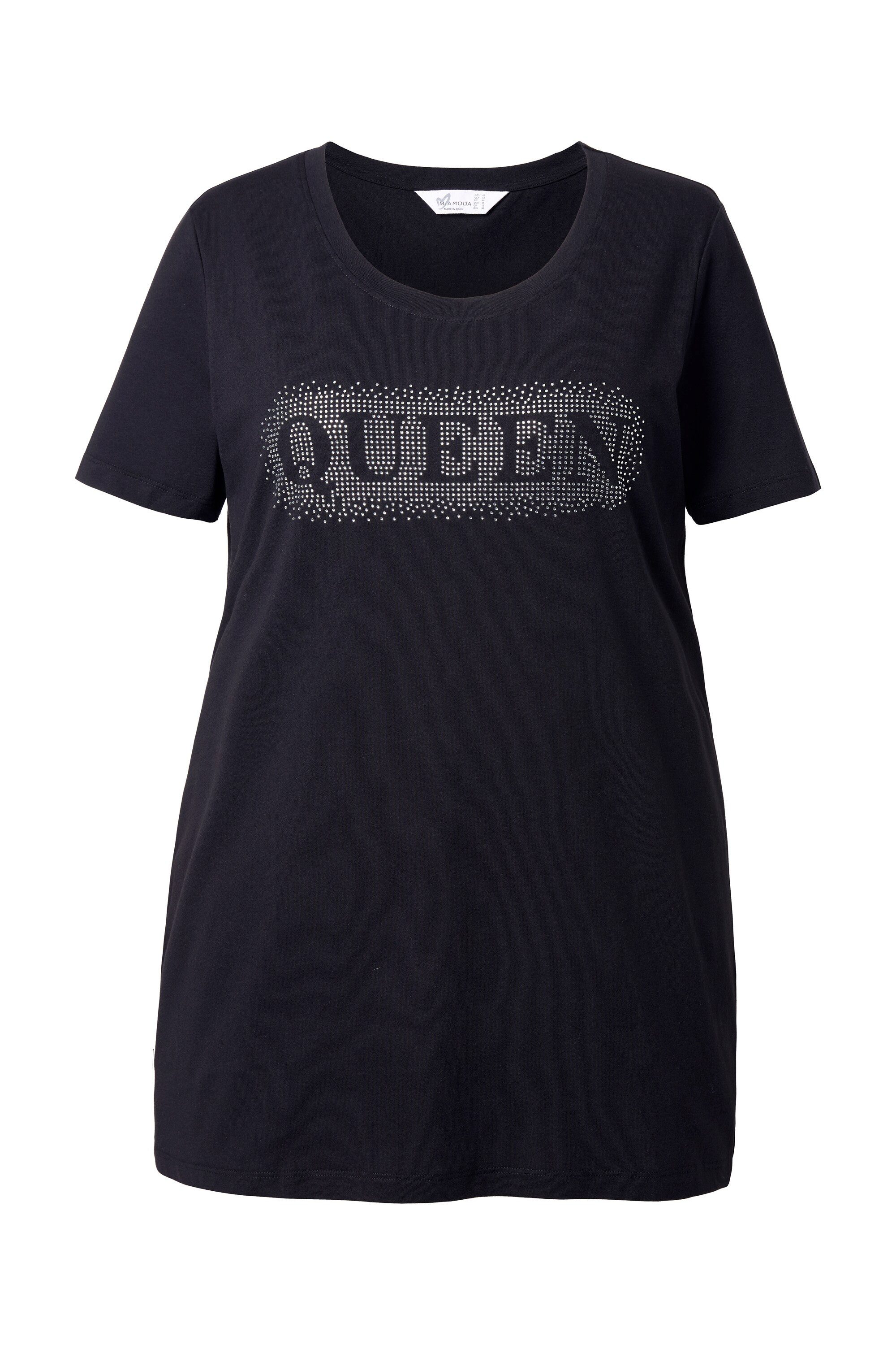 MIAMODA T-Shirt T-Shirt Komfort Fit Glitzersteinchen-Schriftzug günstig online kaufen