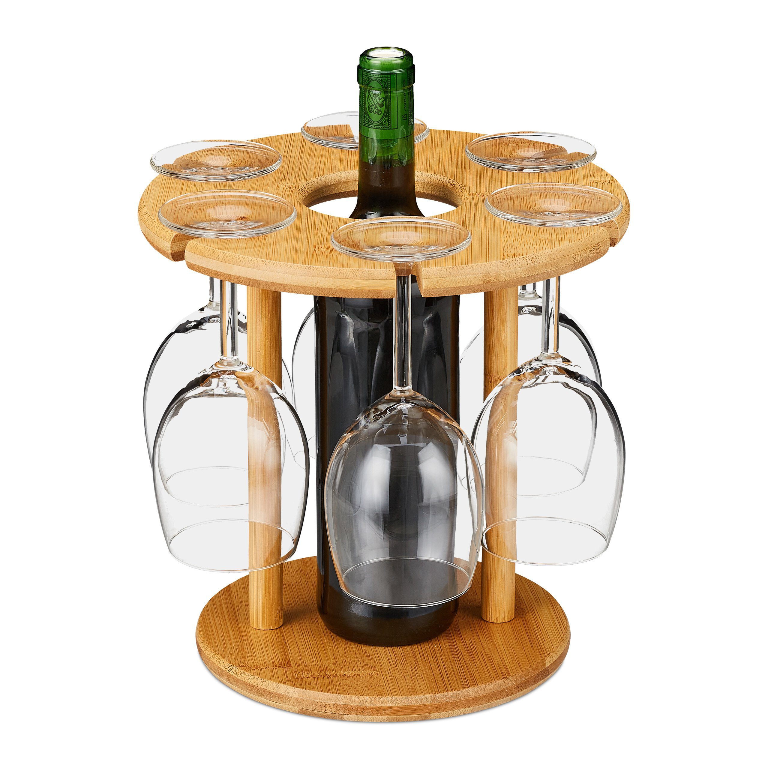 relaxdays Gläserhalter Weinglashalter Bambus für 6 günstig online kaufen