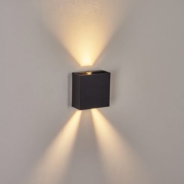 hofstein Außen-Wandleuchte »Meida« LED Außenwandlampe moderne Außenlampe aus Metall in Schwarz, 3000 Kelvin, Up & Down Lichteffekt, Effekt lässt sich ändern, 400 Lumen, IP54