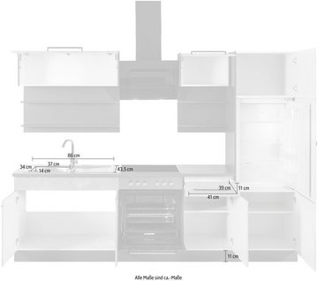 HELD MÖBEL Küchenzeile Tulsa, ohne E-Geräte, Breite 270 cm, schwarze Metallgriffe, MDF Fronten