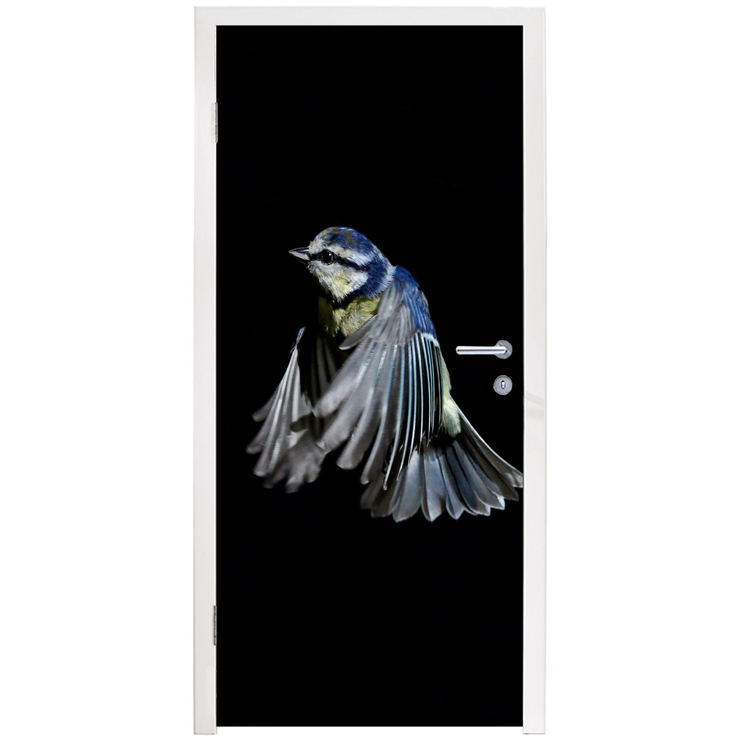 Türaufkleber, (1 Tür, - - Türtapete Fototapete 75x205 für Matt, St), Vögel bedruckt, MuchoWow Schwarz, cm Federn