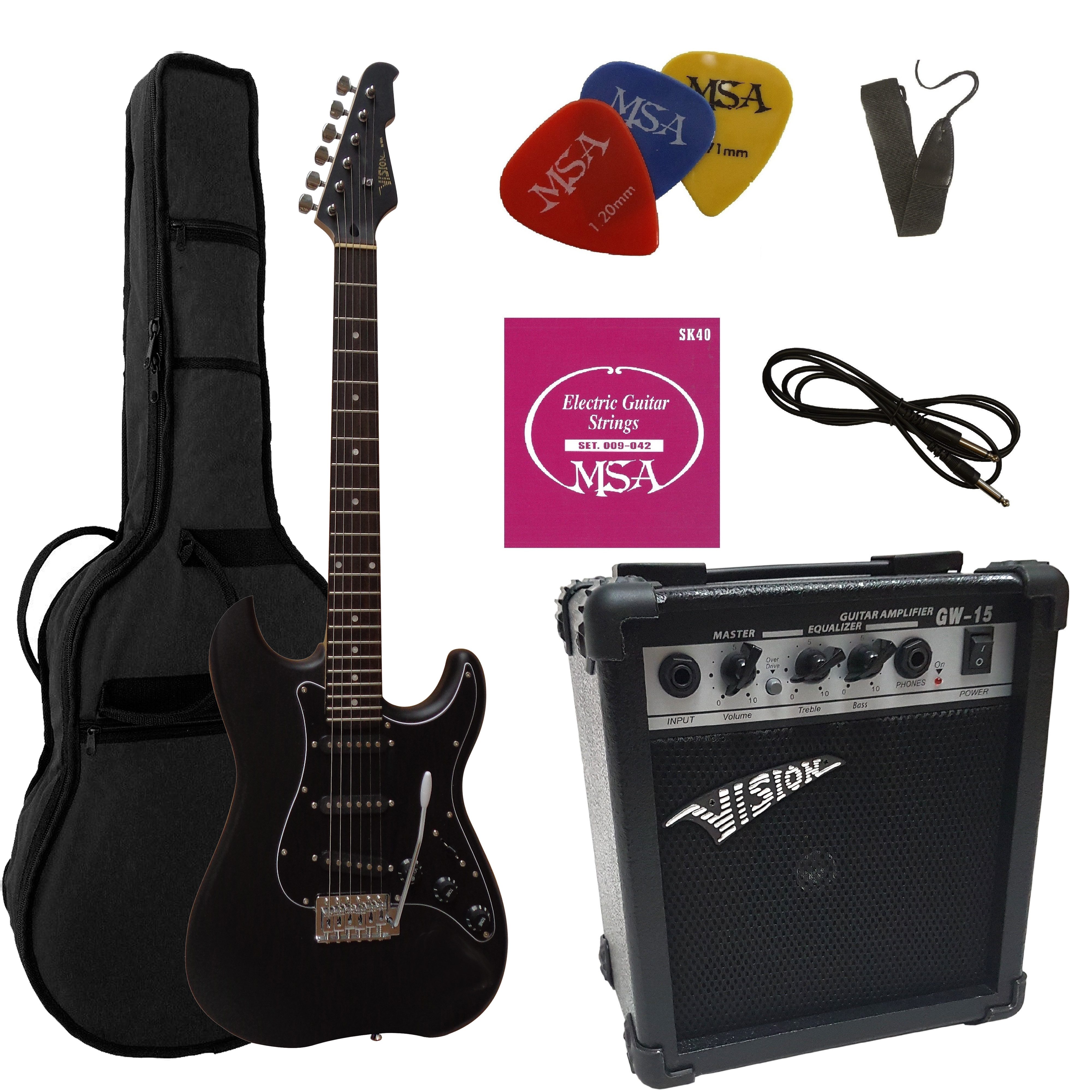 MSA E-Gitarre ST5, Elektrogitarre im Set, mit 20 Watt Verstärker, Tasche, Band,Saiten, 3xPik, Tremolo