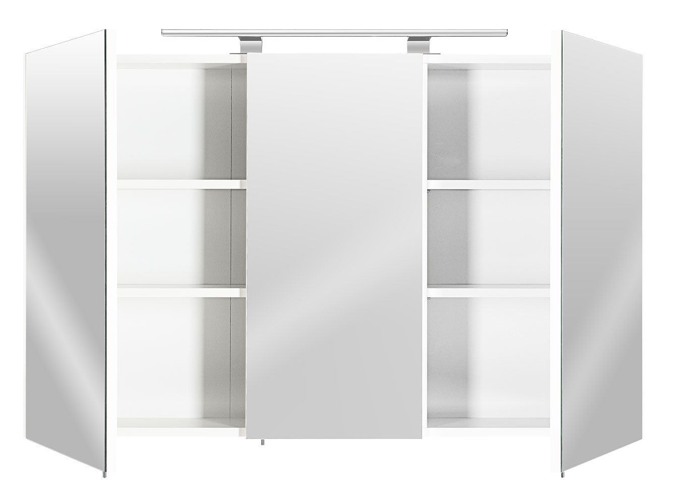 Magnolia Home Badezimmerspiegelschrank Spiegelschrank 110x68x16cm mit LED Leuchte weiß matt
