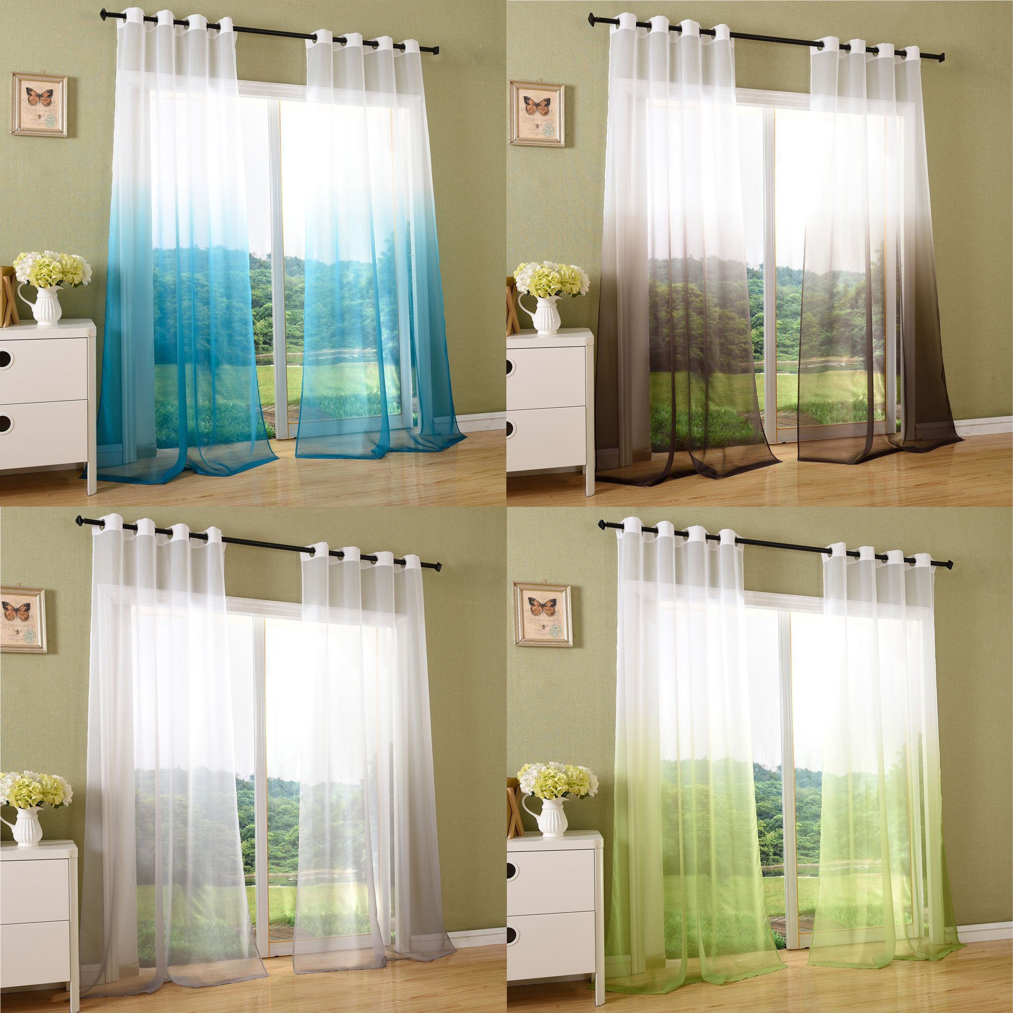 Gardinenbox Gardine (2 St), Ösen, transparent, Voile, Schal Transparent Far günstig online kaufen