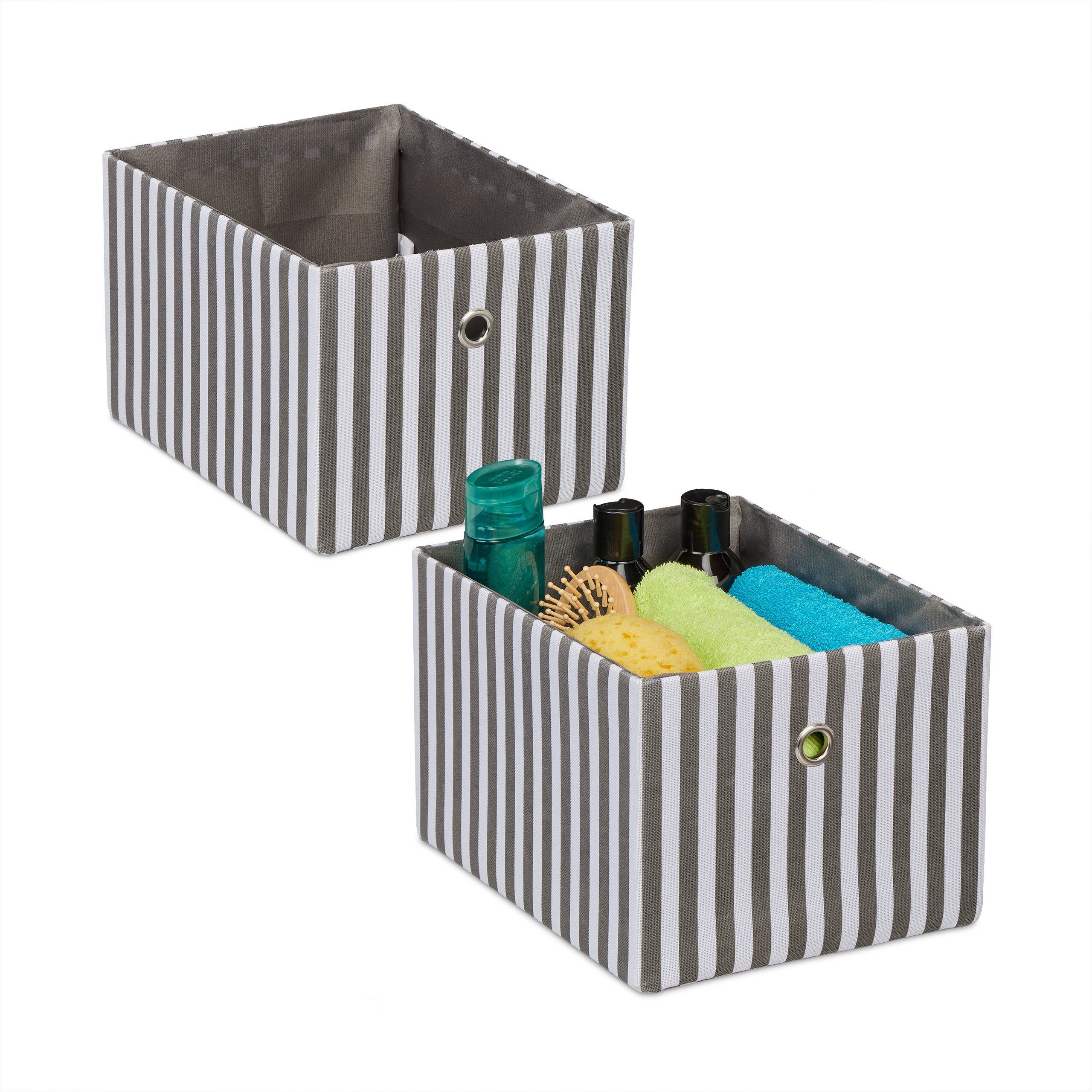 Aufbewahrungsbox 2er Set Aufbewahrungsbox mit Streifen