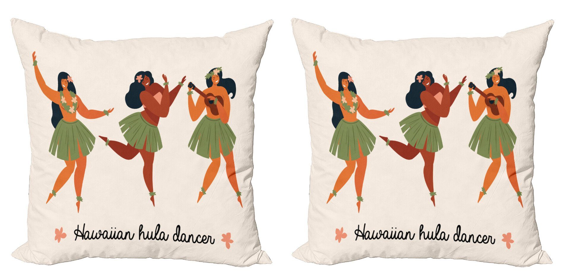 Kissenbezüge Modern Accent Doppelseitiger Digitaldruck, Abakuhaus (2 Stück), Hula Mädchen Hawaiian Darsteller Strand