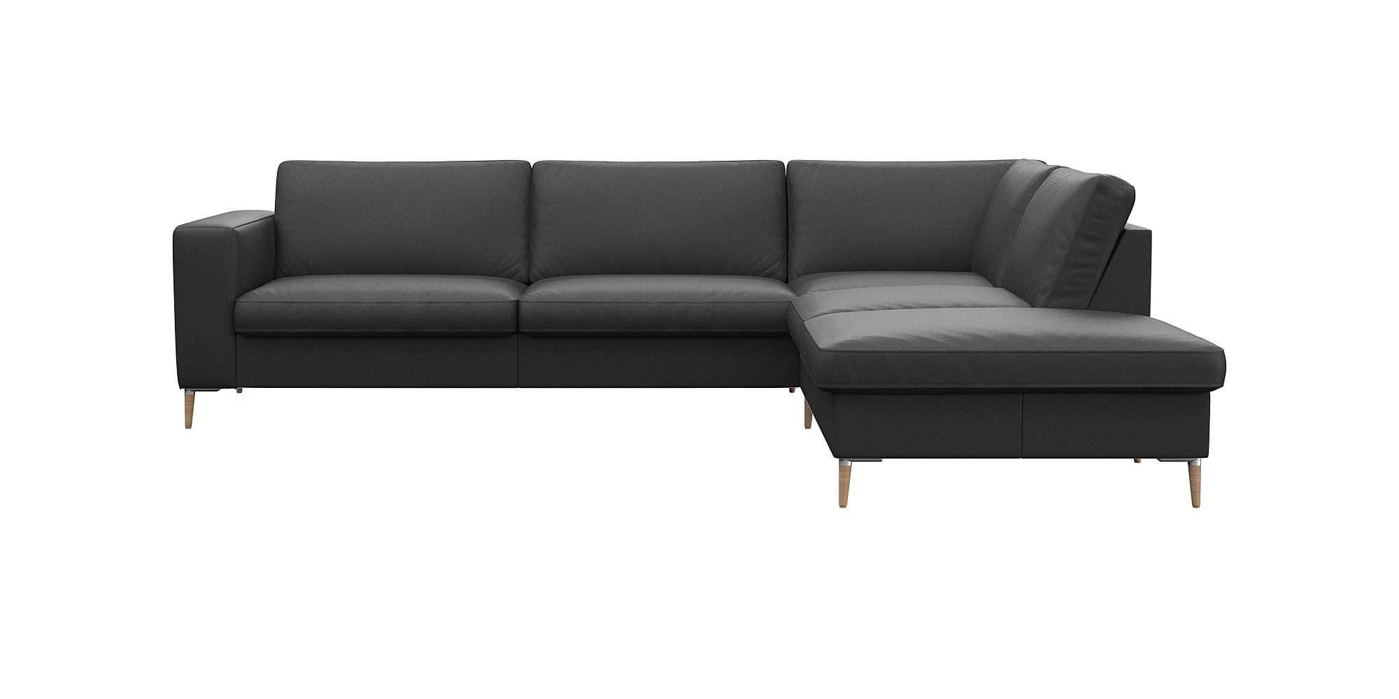 FLEXLUX Ecksofa Fiore, Sitzaufbau mit hochwertigem Kaltschaum für mehr Sitzkomfort, breite Armlehnen, L-Form, Füße Alu/Eiche