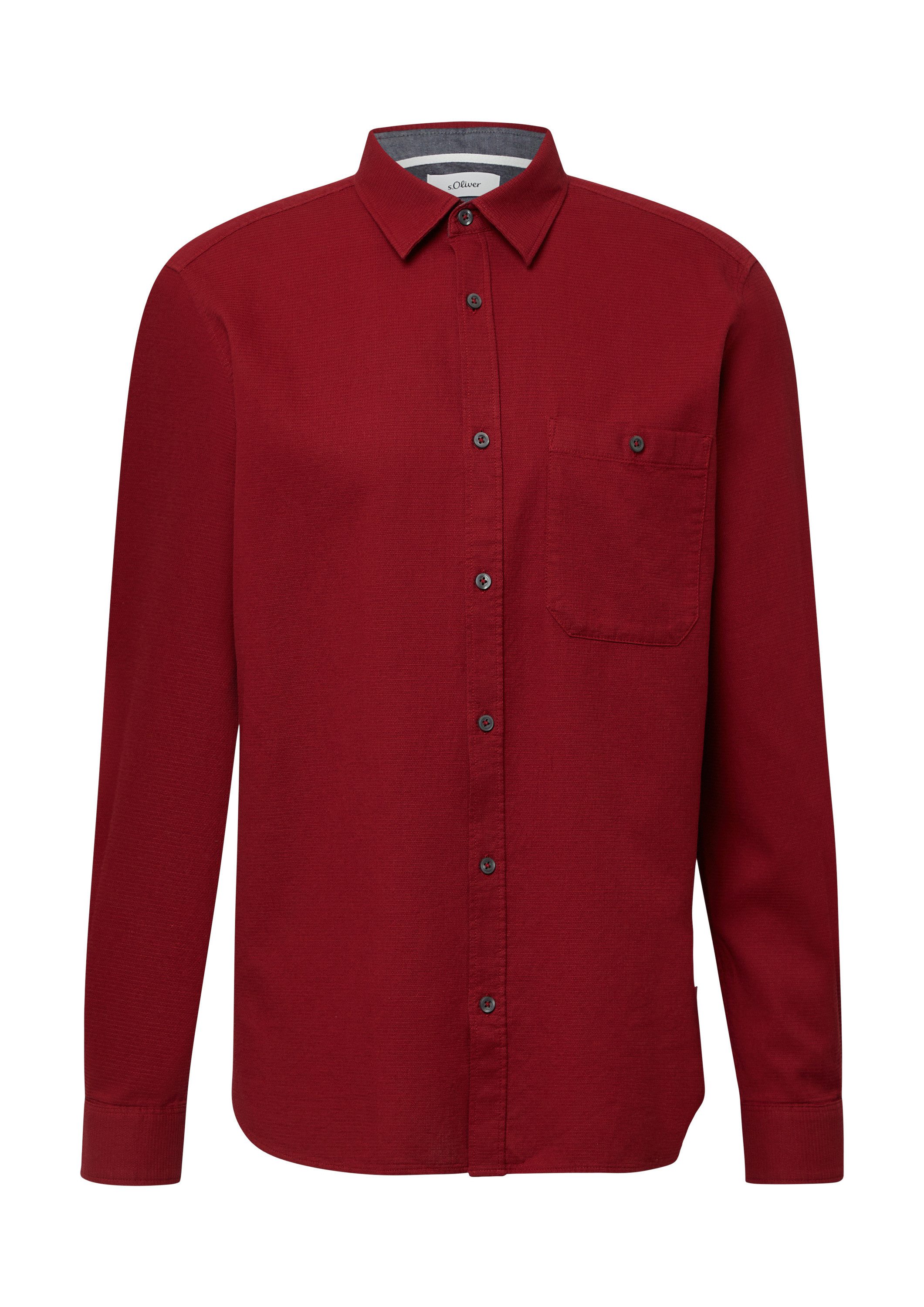 s.Oliver Langarmhemd Hemd Regular Fit: Strukturiertes Baumwollhemd mit Brus günstig online kaufen