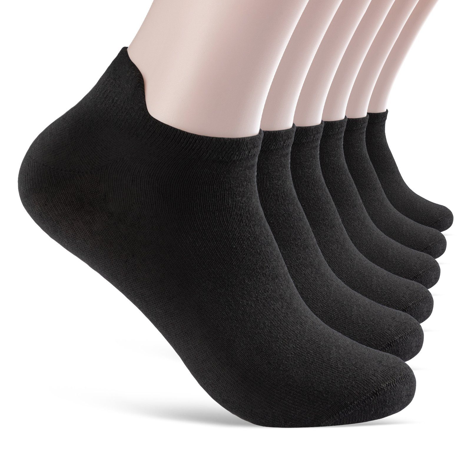 sockenkauf24 Sneakersocken 6 Paar Sneaker Socken Damen & Herren mit Fersenlasche (Schwarz, 39-42) Anti-Blasen Schutz Rutschfest Atmungsaktiv - 13600 WP