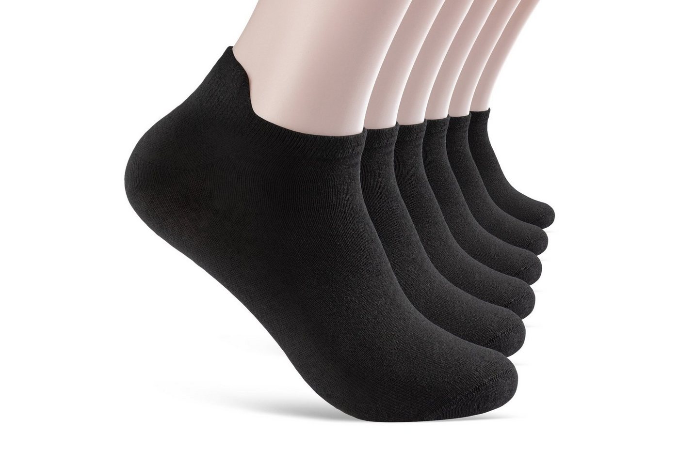 sockenkauf24 Sneakersocken 6 Paar Sneaker Socken Damen & Herren mit Fersenlasche (Schwarz, 35-38) Anti-Blasen Schutz Rutschfest Atmungsaktiv - 13600 WP