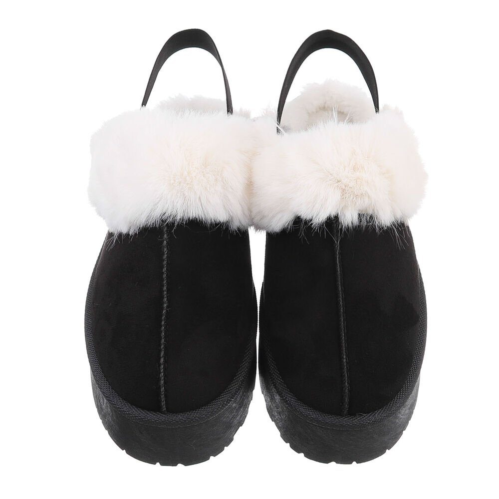 Ital-Design Damen Hausschuhe Freizeit Hausschuh (85080808) Flach Hausschuhe in Schwarz