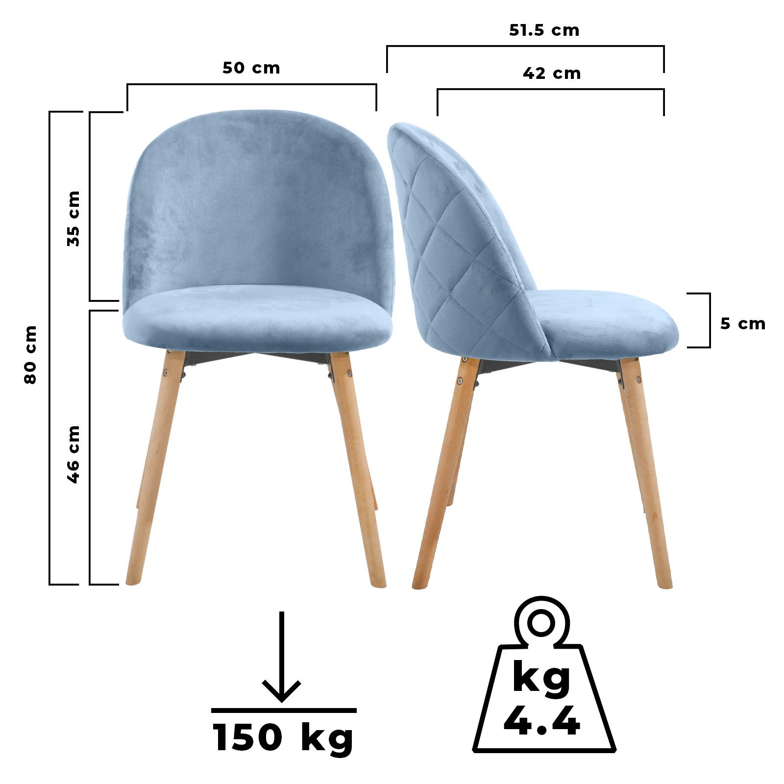 MIADOMODO Esszimmerstuhl -Farbwahl, 2/4/6/8Set, Gepolstert, Beine günstig online kaufen