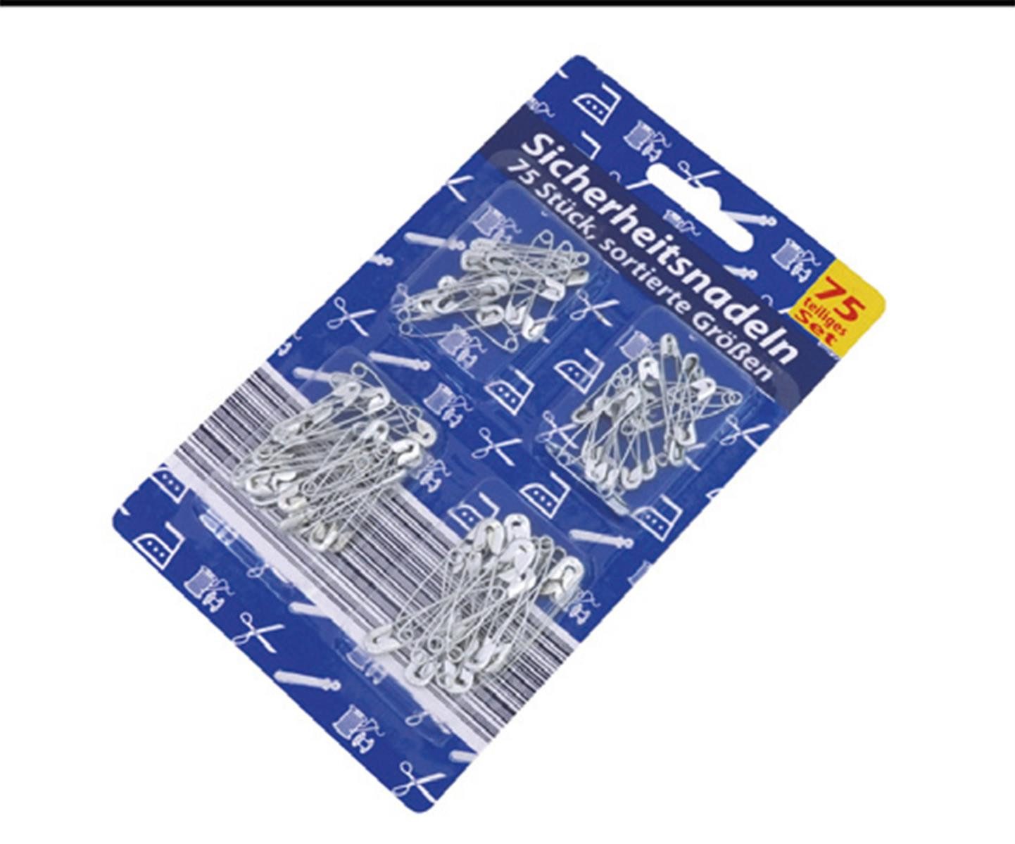 Sicherheitsnadeln Sicherheitsnadeln silberfarben 75 Stück – Robust & Vielseitig, Stück 75 St., Packung mit 75 Stück, Sicherheitsnadel Nadel Stecknadel Kleidung Textil Befestigung