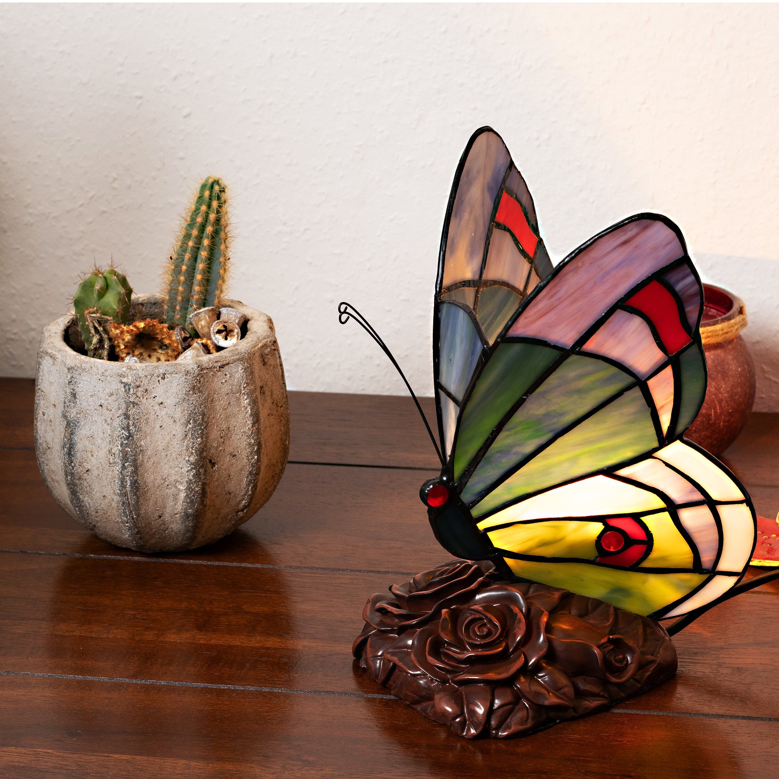 BIRENDY Stehlampe Tischlampe Tiffany-Style Schmetterling 201 Leuchte Dekorationslampe