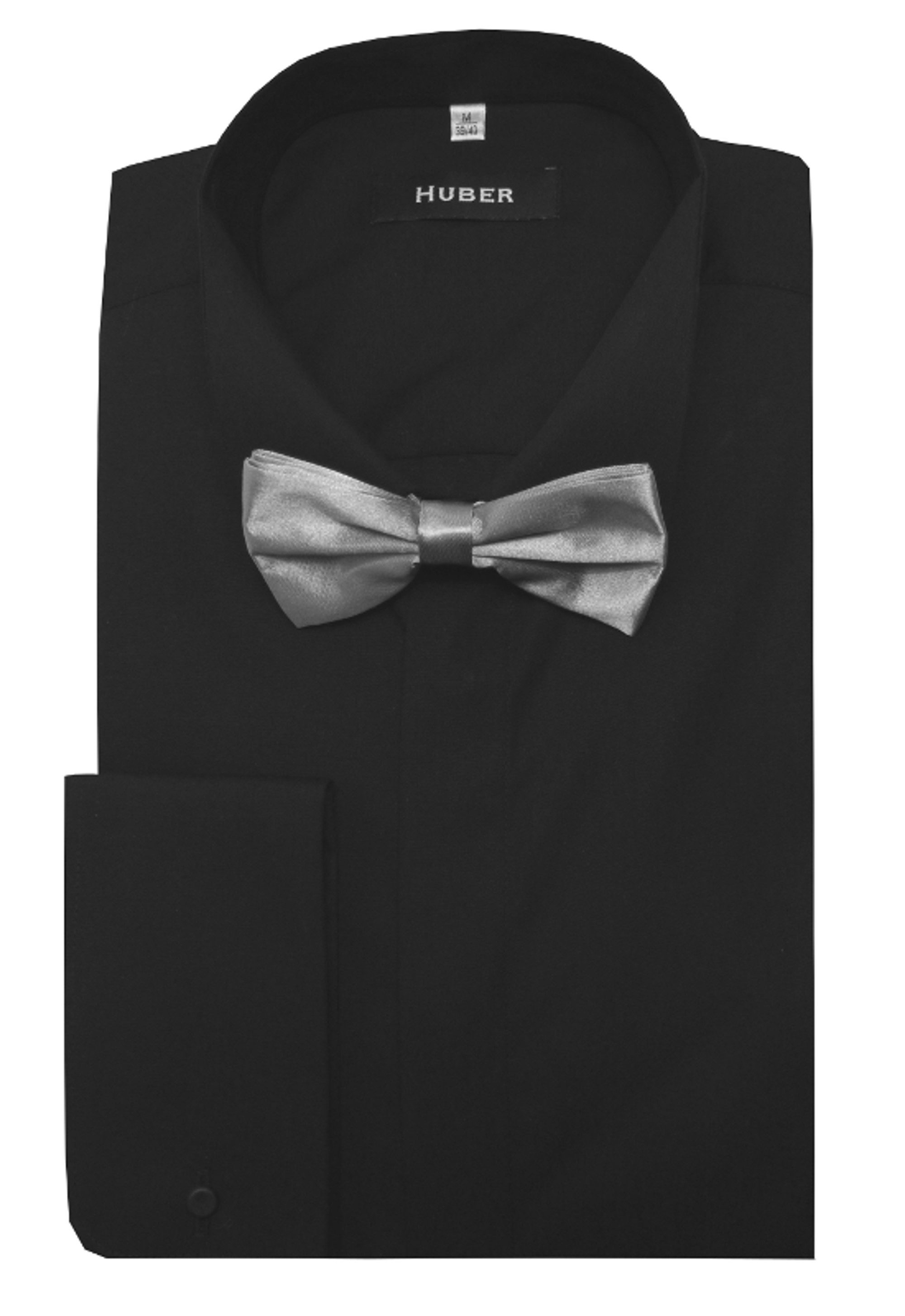 Huber Hemden Smokinghemd HU-1021 Kläppchen-Kragen Fliege schwarz oder silbe günstig online kaufen