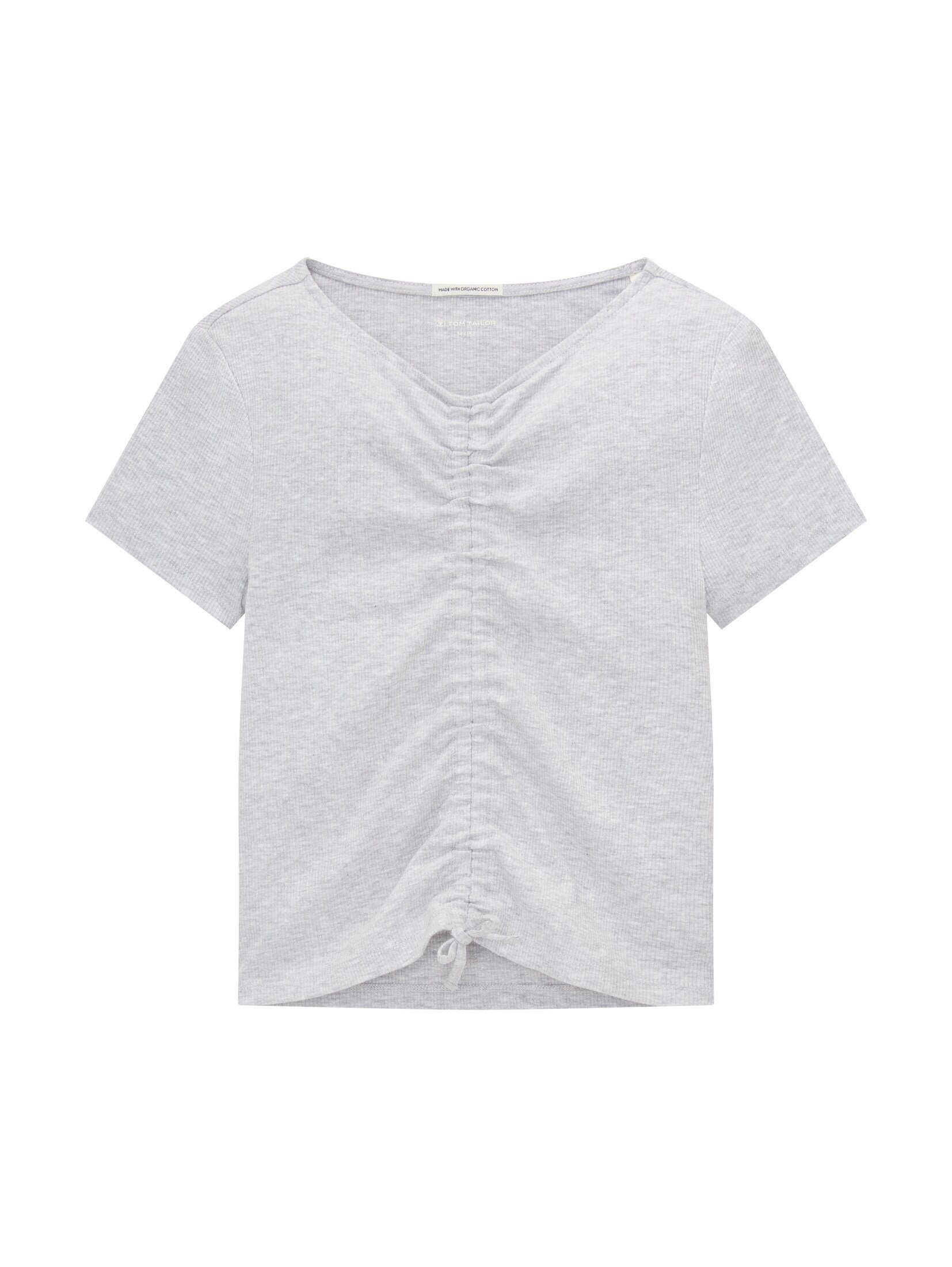 TOM TAILOR T-Shirt T-Shirt mit Raffungen Light Stone Grey Melange