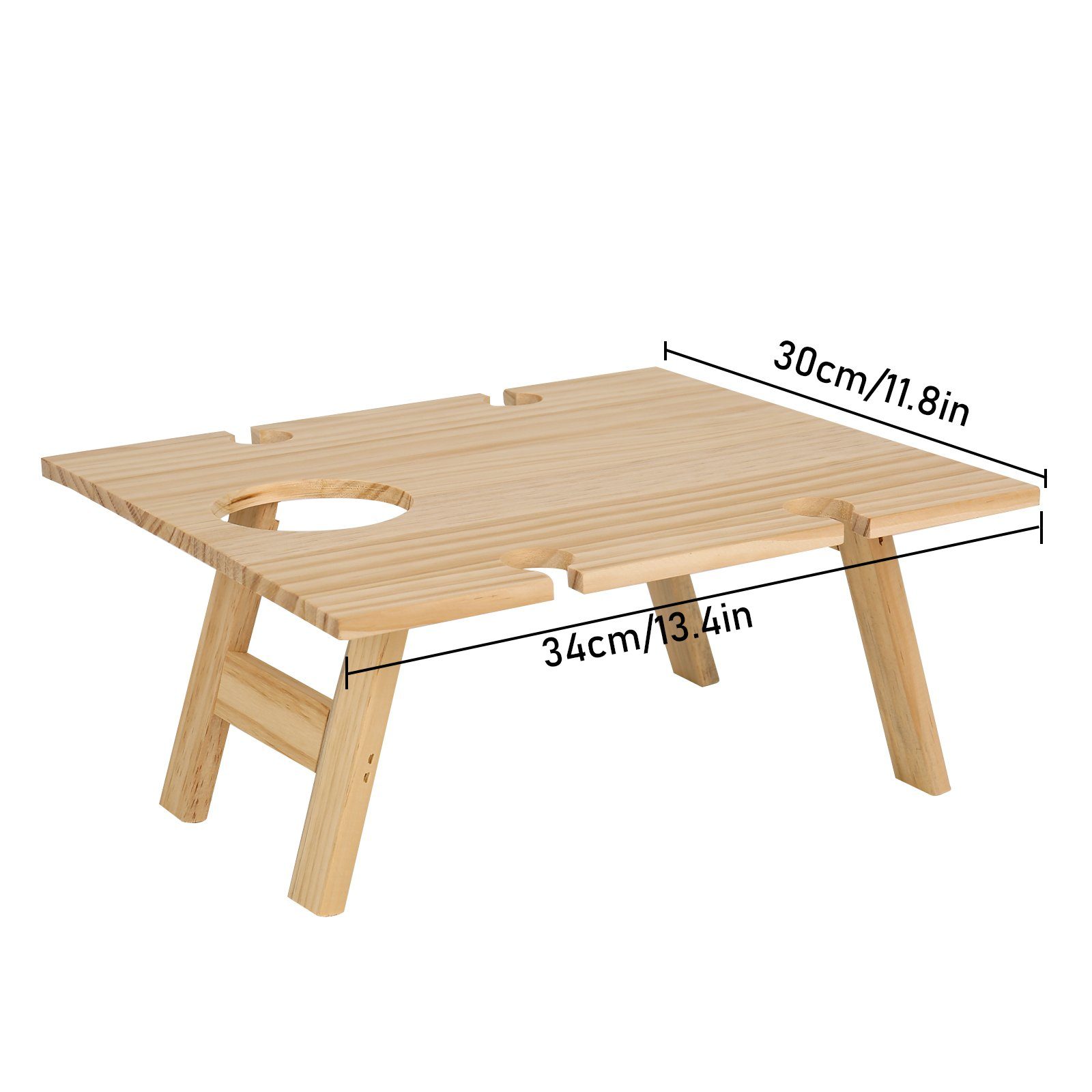 Mit Becherhalter TWSOUL Klapptisch Klappbarer Picknicktisch aus für Holz Außenbereich34*30cm, den