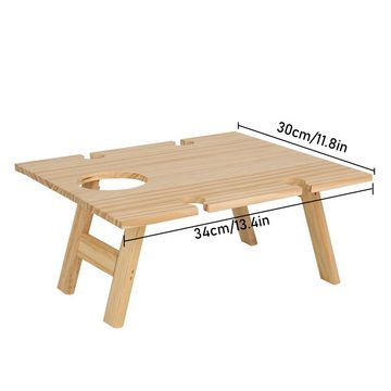 TWSOUL Klapptisch Klappbarer Picknicktisch aus Holz für den Außenbereich34*30cm, Mit Becherhalter
