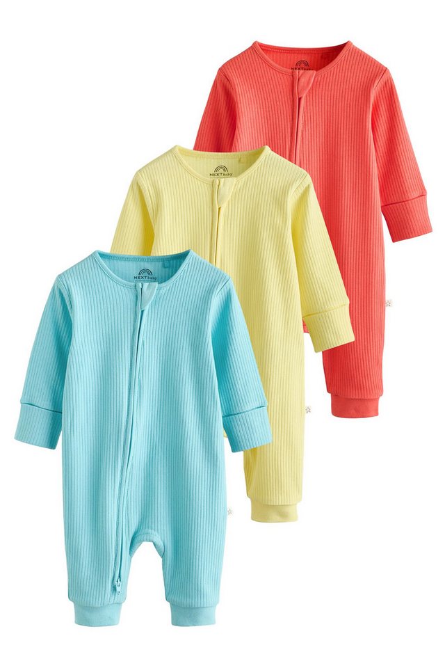 Next Schlafoverall Babyschlafanzüge mit Zweiwege-RV, 3er-Pack (3-tlg)