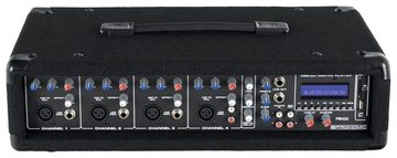 Pronomic Mischpult PM42U MKII 4-Kanal Powermischer, (2-tlg., inkl. Fernbedienung), mit Verstärker, Bluetooth und integriertem USB/SD MP3-Player