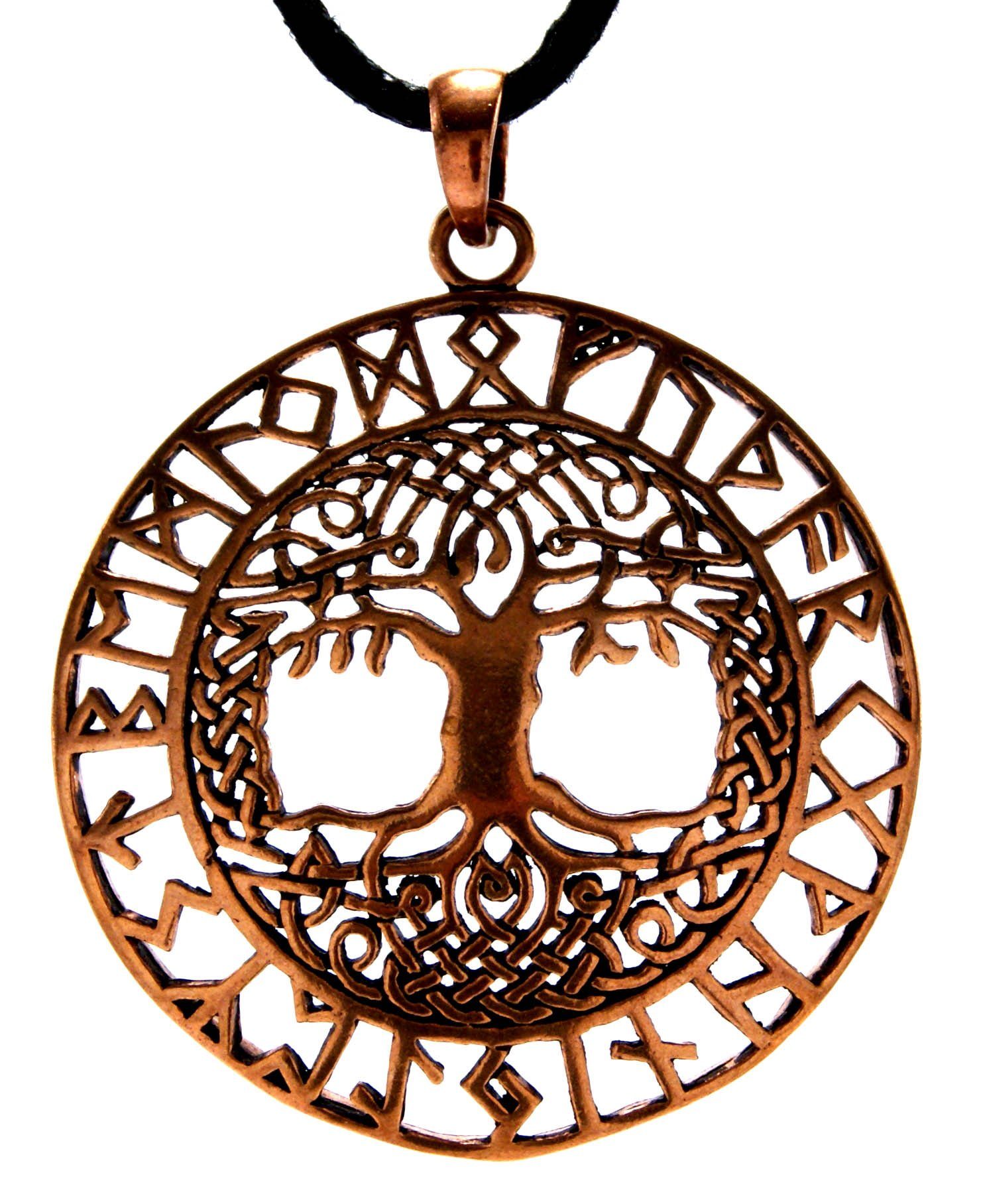 des Lebensbaum Baum Leather Rune Weltenbaum Kiss Runen of Kettenanhänger Lebens Bronze Anhänger Yggdrasil
