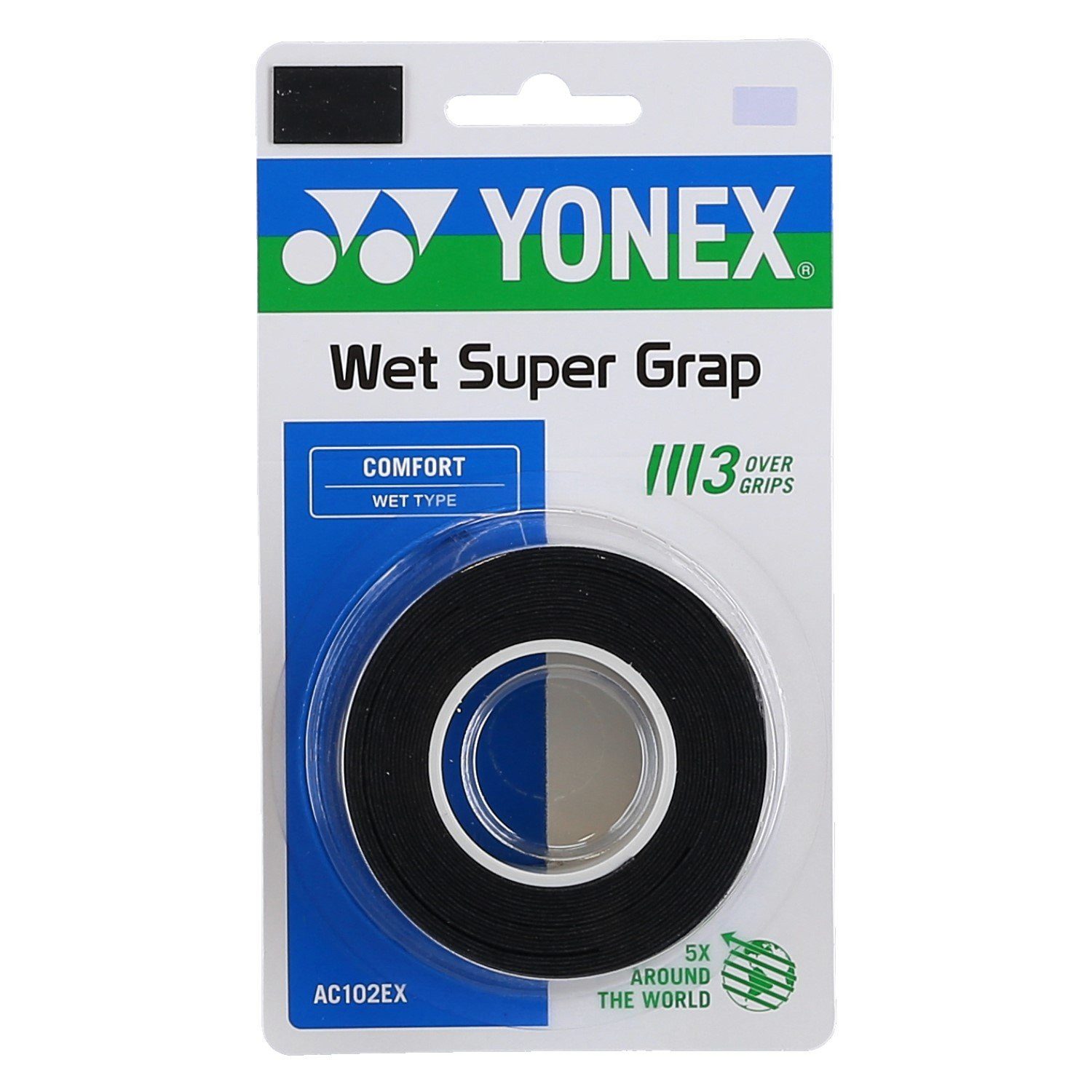 Yonex Griffband Overgrip Wet Super Grap 0.6mm (Komfort/glatt/leicht haftend) schwarz