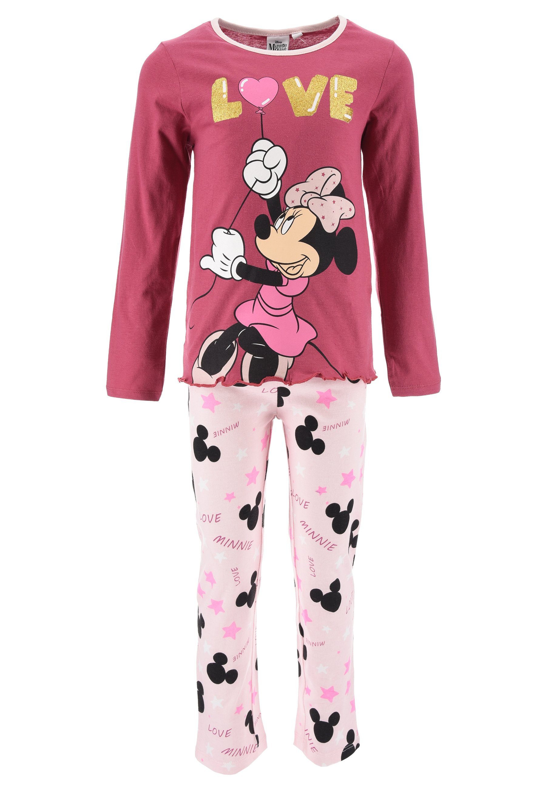 Intrekking Verhandeling rol Disney Minnie Mouse Schlafanzug Mädchen Schlafanzug Kinder Pyjama Langarm  Shirt + Schlaf-Hose (2 tlg) Mini Maus