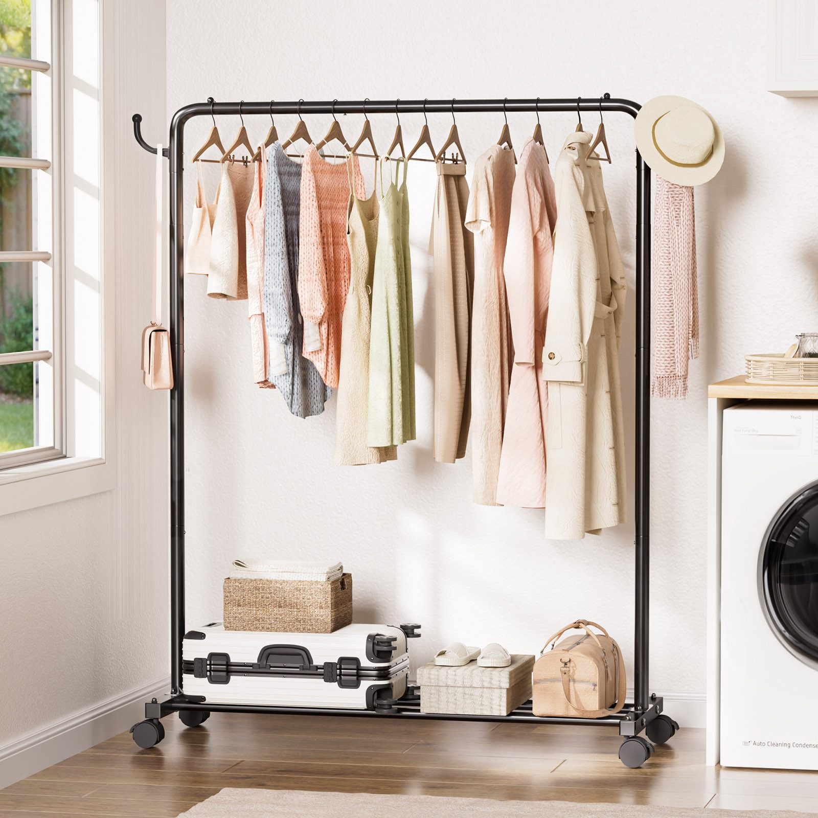 Yorbay Kleiderständer Garderobenständer auf Rollen, bis 50 kg belastbar, pl günstig online kaufen