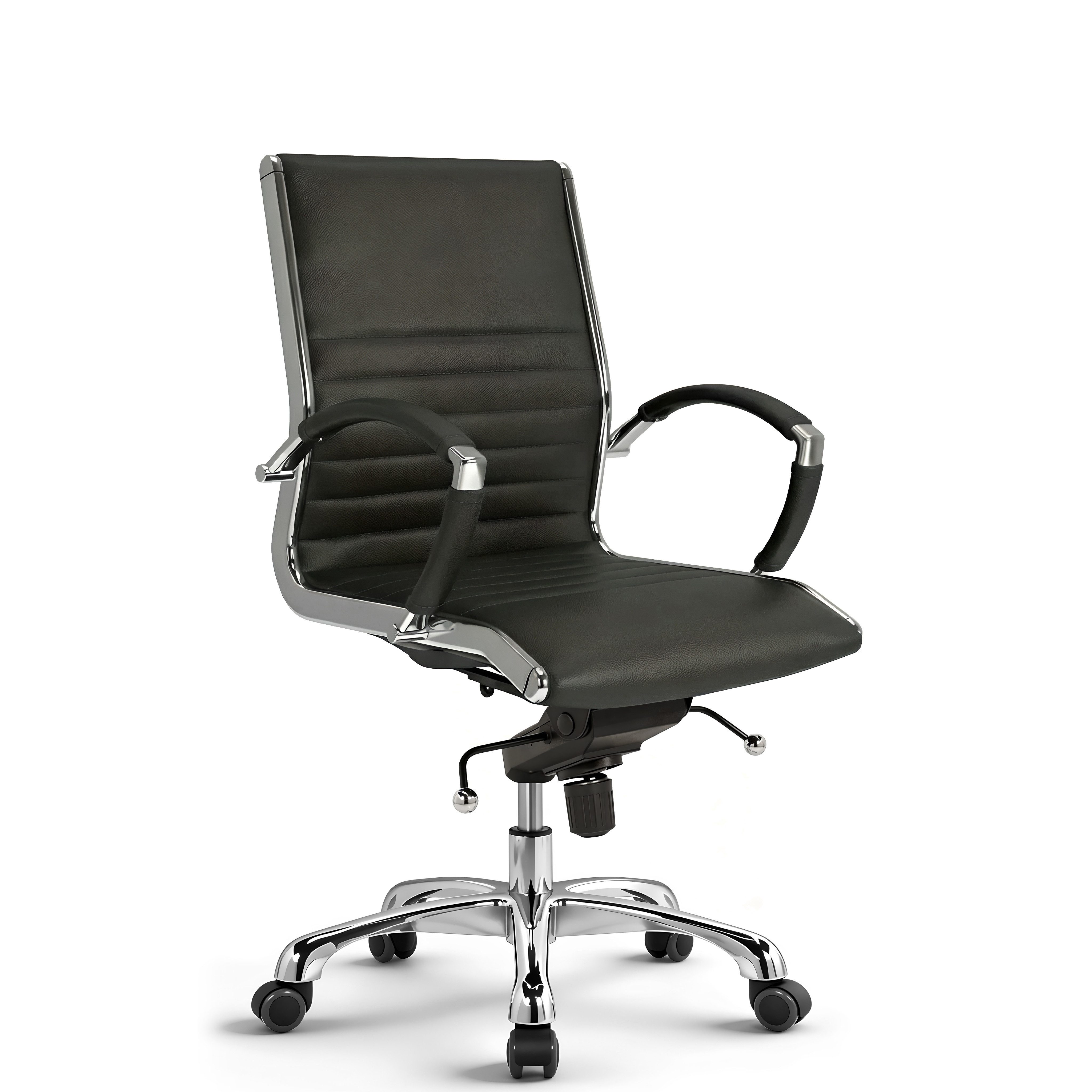 Versee Bürostuhl VERSEE Montreal Schreibtischstuhl Leder - ergonomisch, bis 150kg (Drehstuhl für Home Office und Büro), mit Lendenstütze, höhenverstellbar, gepolstert, Wippmechanik