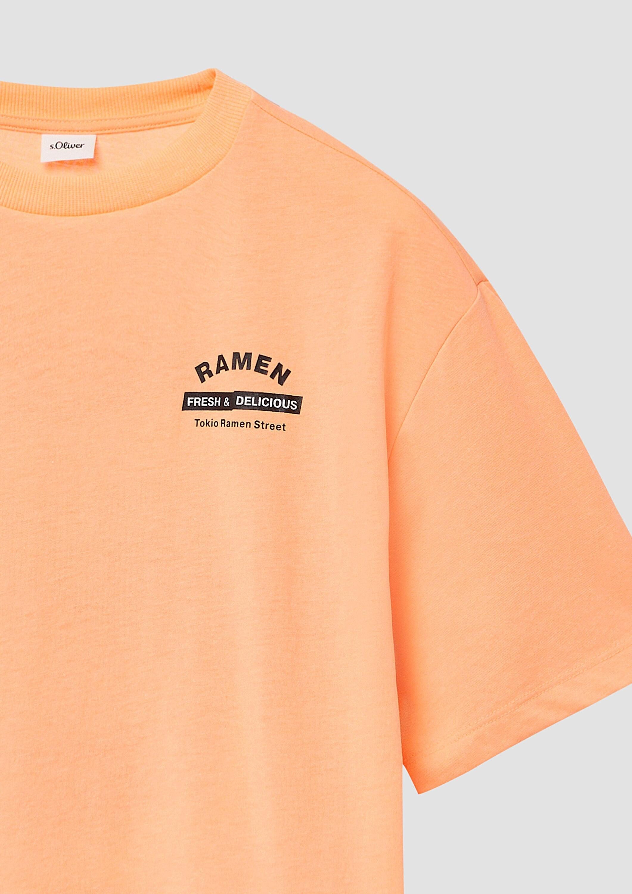 s.Oliver Kurzarmshirt T-Shirt Boxy T-Shirt mit Front- und Rückenprint