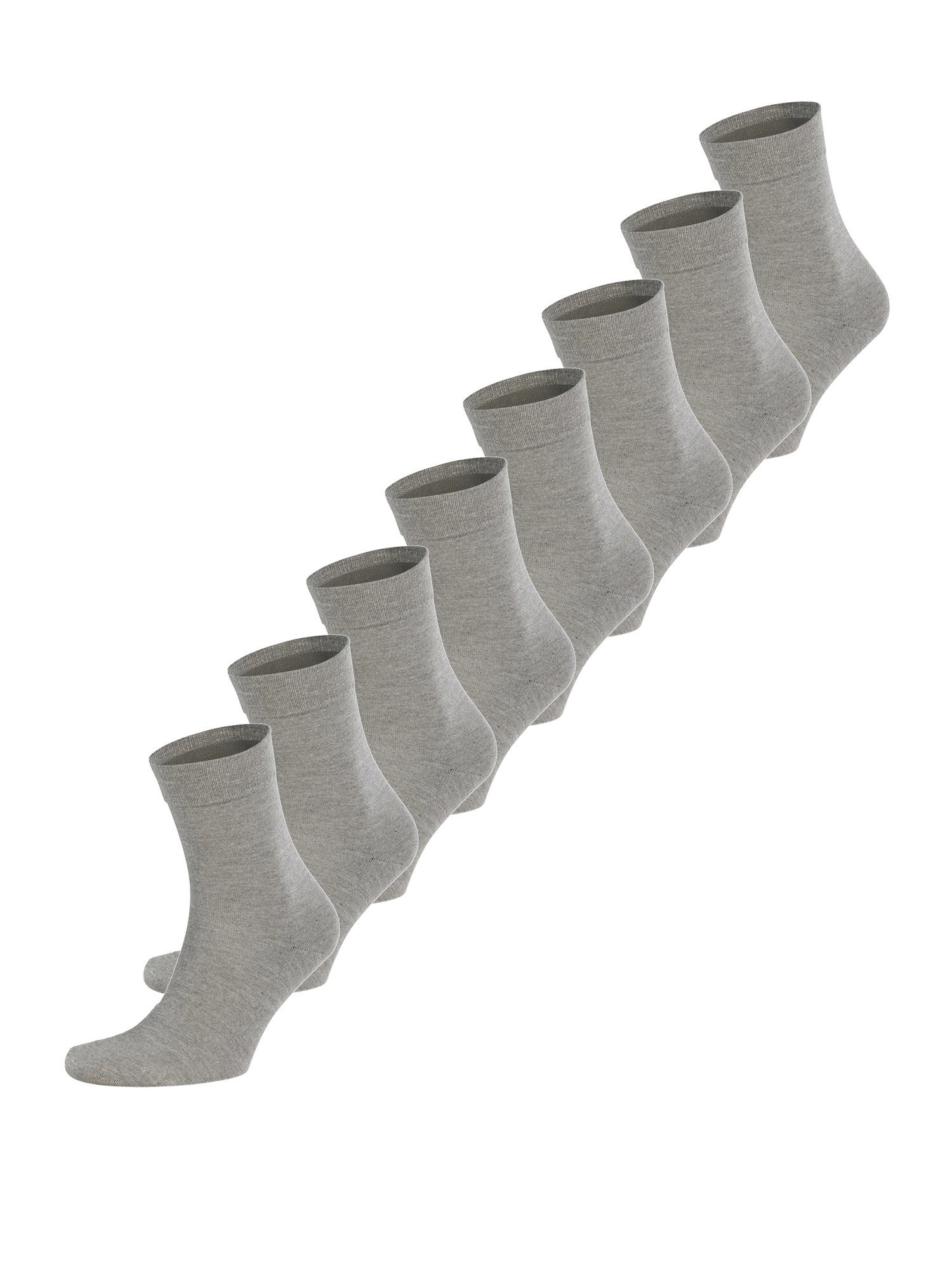 Nur günstig (8-Paar) Komfort Socken hellgraumelange Basicsocken uni Bund Die