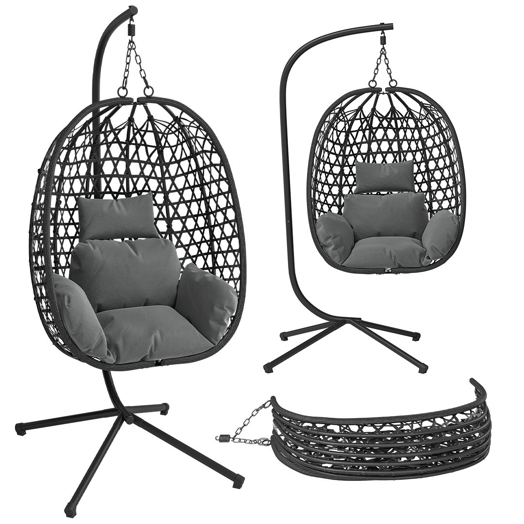 STEELSØN Hängesessel Sarin mit Sitzkissen (grau), Rattan Korb & metall Gest günstig online kaufen