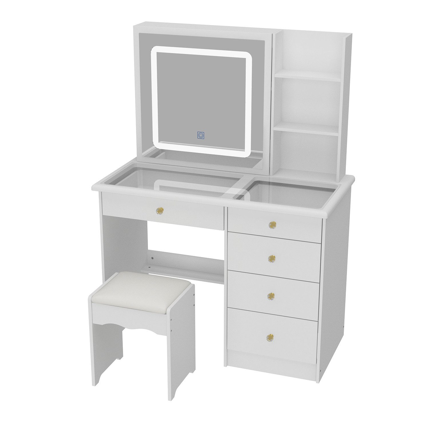 FUFU&GAGA Schminktisch Schminktisch mit LED-Spiegel, Weiß, MDF, 100×50×135c günstig online kaufen
