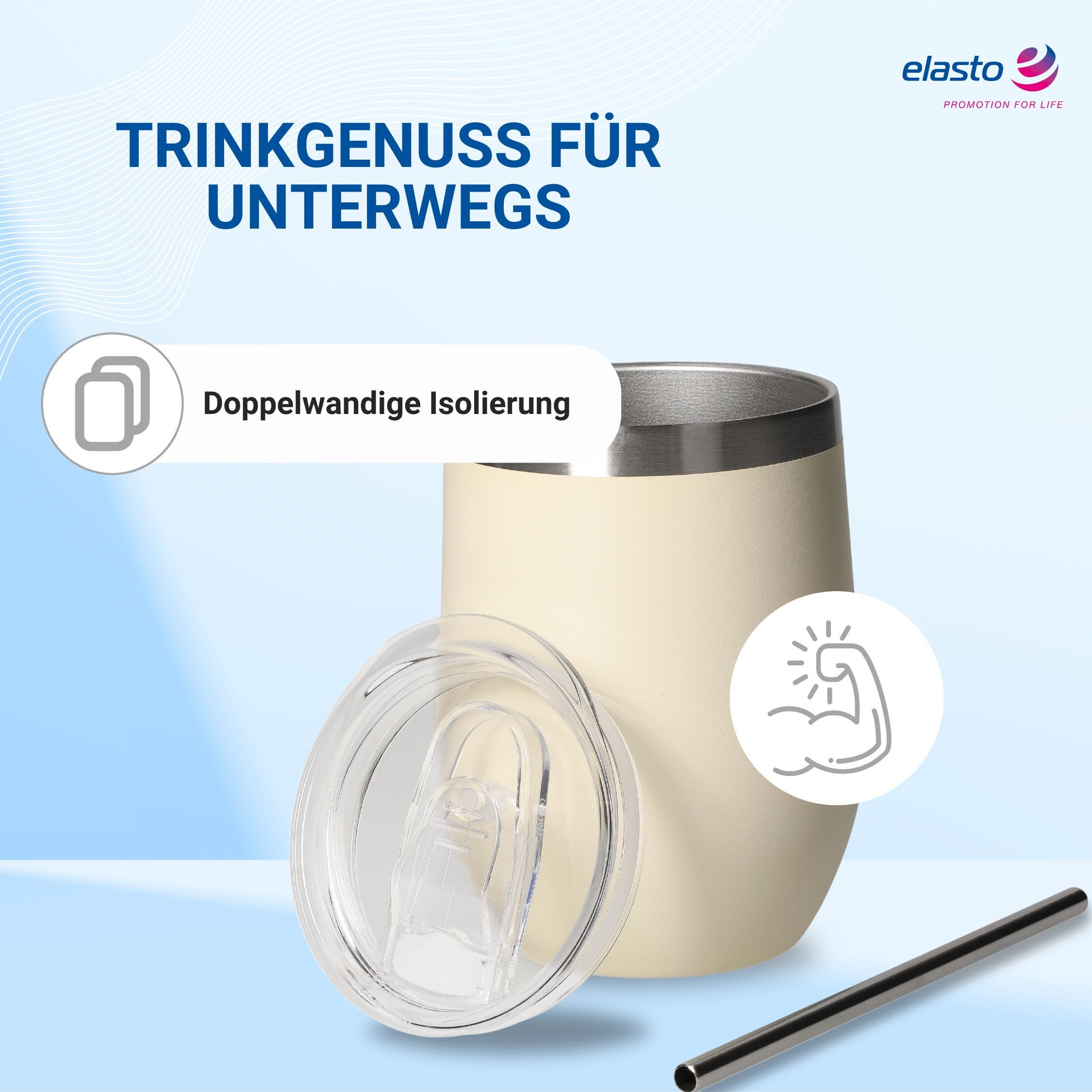 elasto Becher Weinbecher 350 ml Vinova Edelstahl Trinkbecher To Go, robust, spülmaschinengeeignet, Sommer, Geschenk – Bild 4 von 5