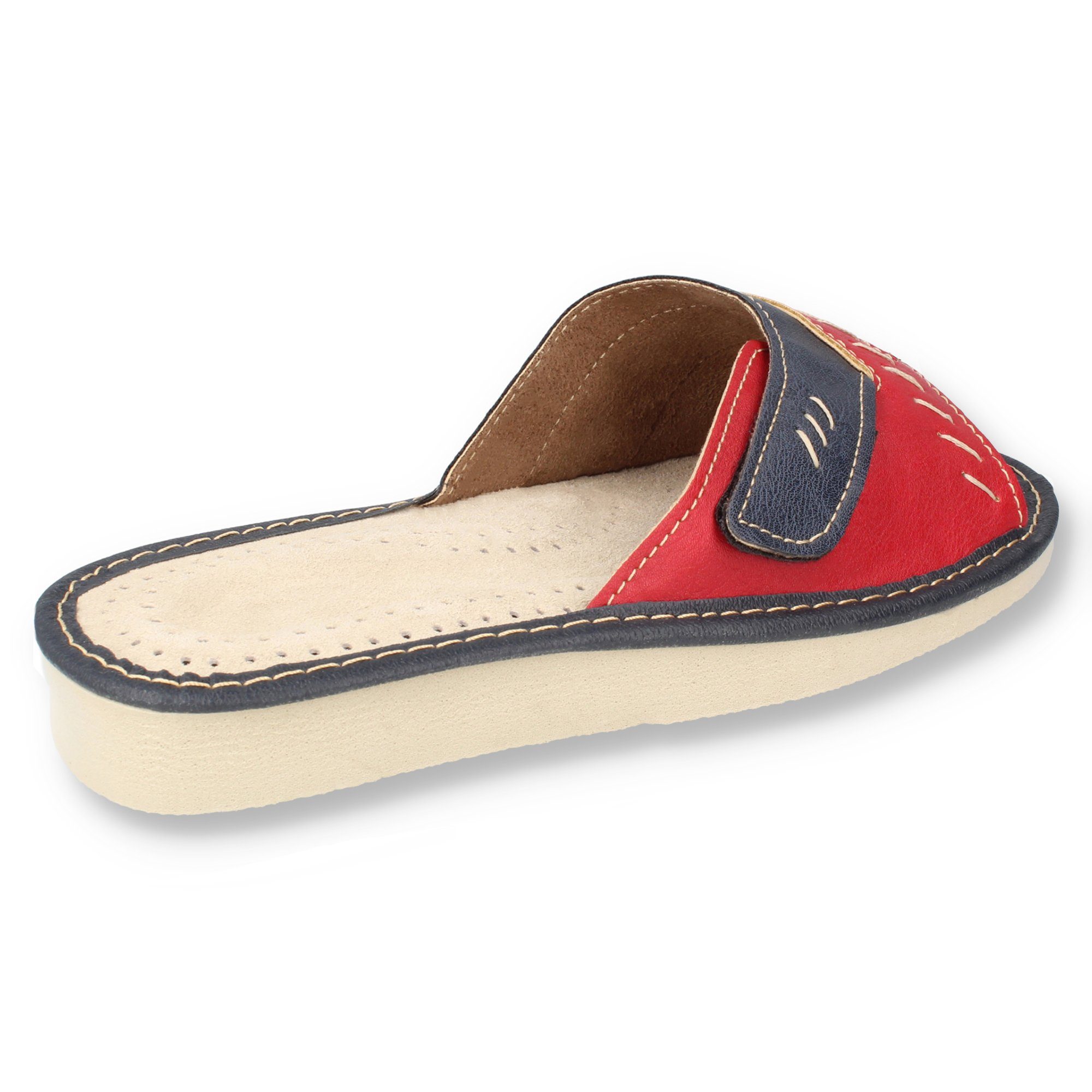 filsko Beja offene Pantoletten Damen Hausschuh dekorativer Klettverschluss