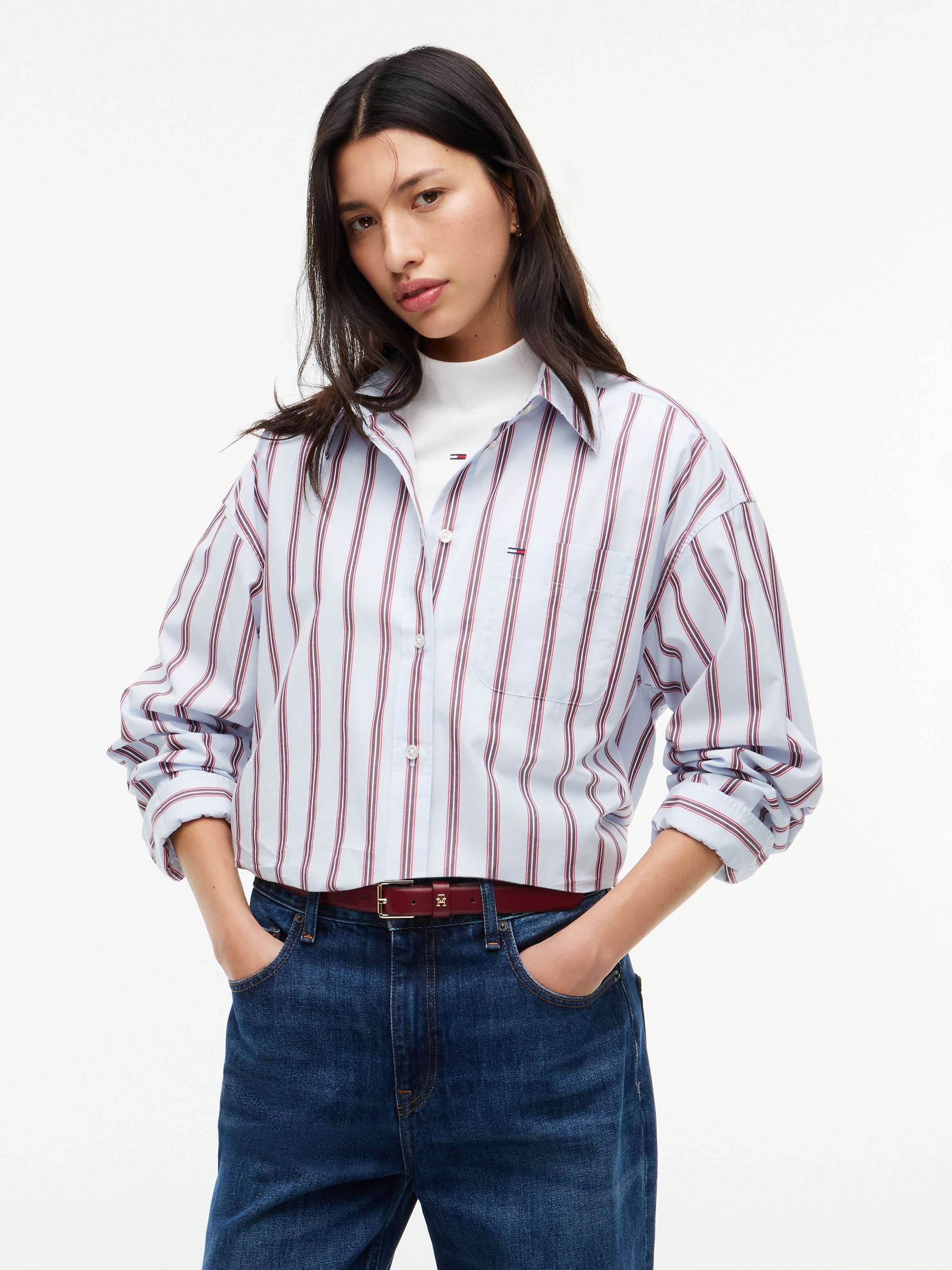 Tommy Jeans Langarmbluse TJW OVS ESSENTIAL SHIRT EXT Baumwolle